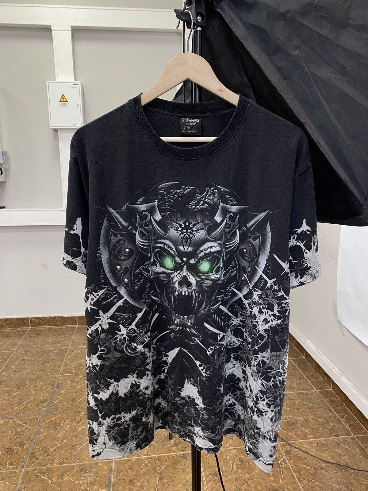 Japanese Brand 💀 Vintage 90s Skull Death All Over Print Y2K Retro Rare Hype Size US L / EU 52-54 / 3 - 1 Thumbnail