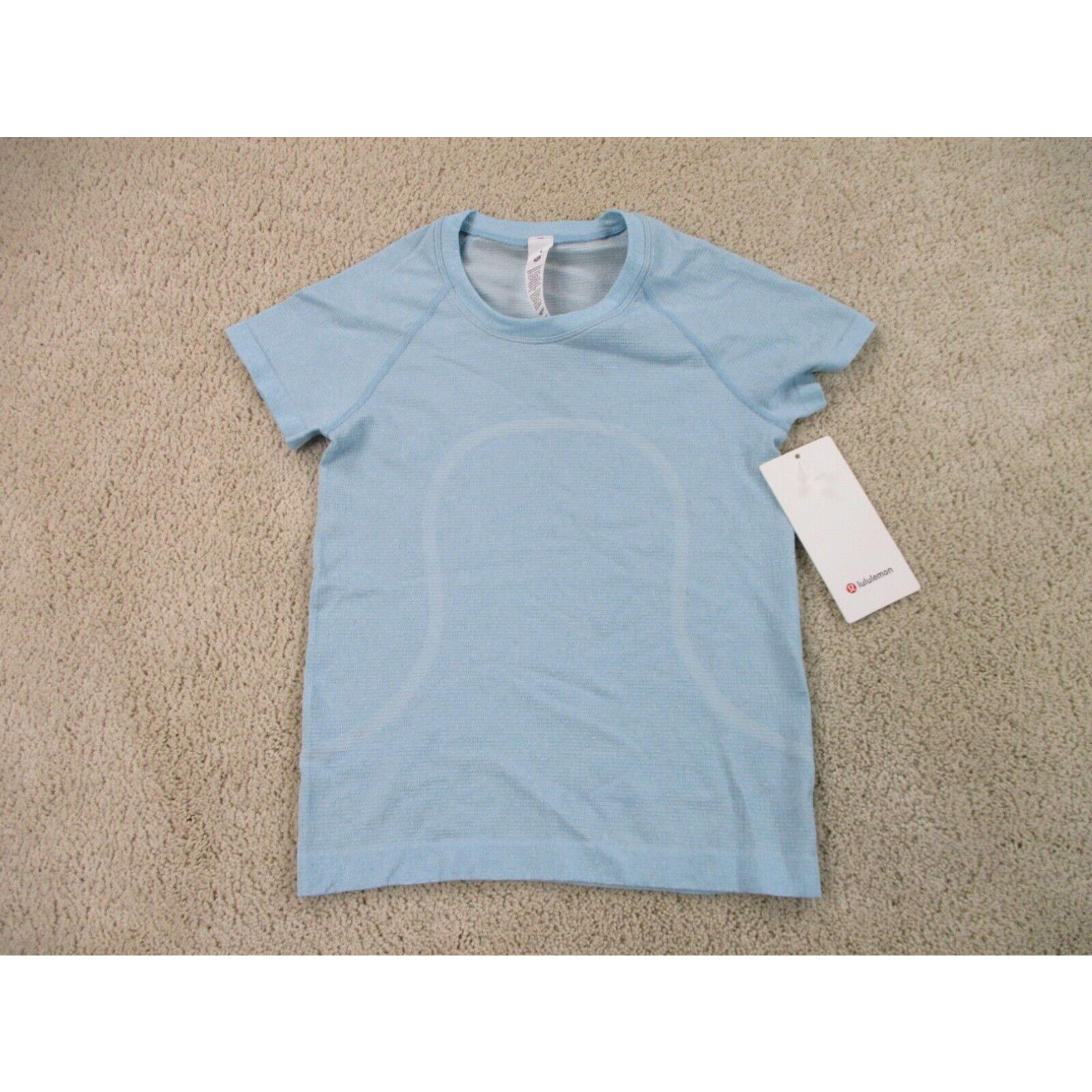 image of Lululemon Shirt Women 4 Blue Swiftly Tech 2.0 Race Lightweight Outdoors Ladies in White (Size Small