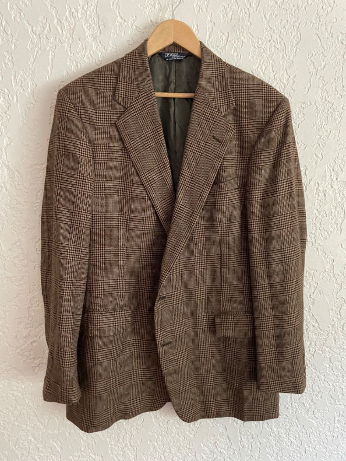 Polo Ralph Lauren 🔥 Polo Ralph Lauren® RARE 80s Glen Plaid Sport Coat Blazer Size 44L - 1 Thumbnail