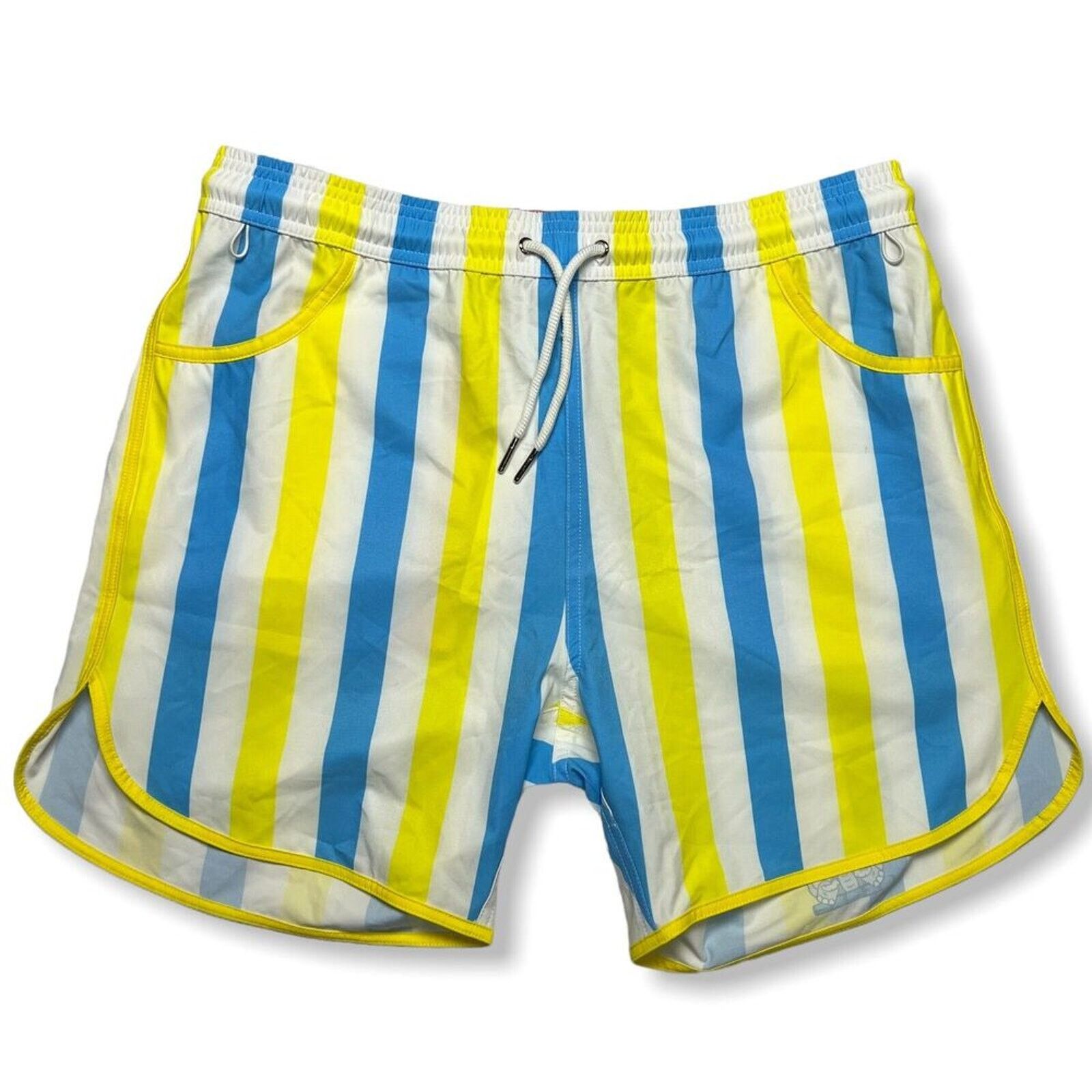 Other Junk In Your Trunks Swim Shorts Yellow Blue Stripe Size M Size US 33 - 1 Thumbnail