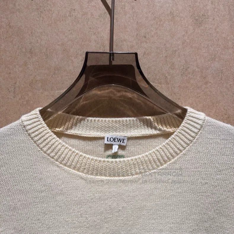 Loewe Loewe White Patterned Wool Knit Sweater Size L / US 10 / IT 46 - 3 Thumbnail
