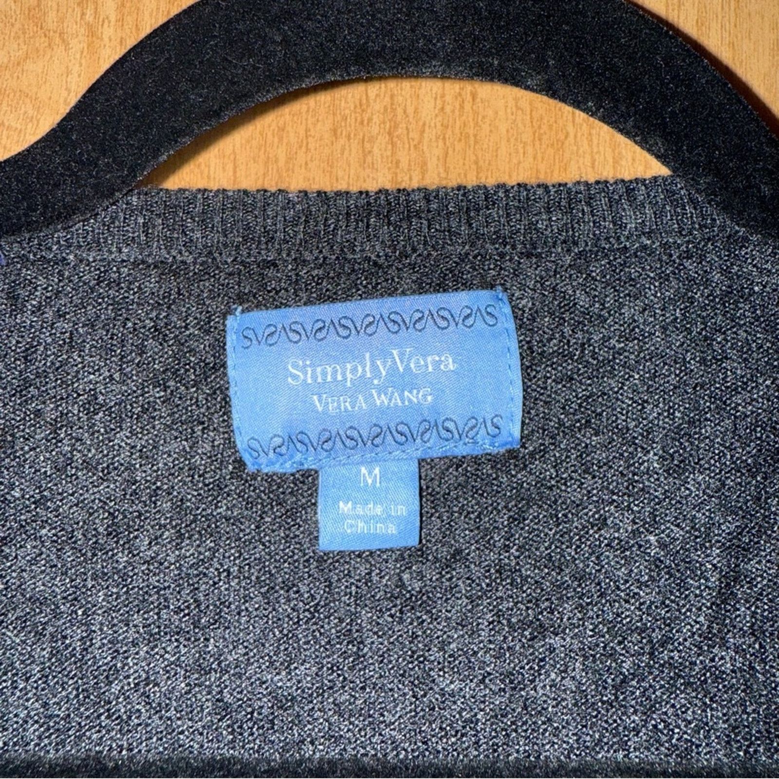 Vera Wang Vera Wang Dark Gray V-Neck Sweater Size M / US 6-8 / IT 42-44 - 3 Thumbnail