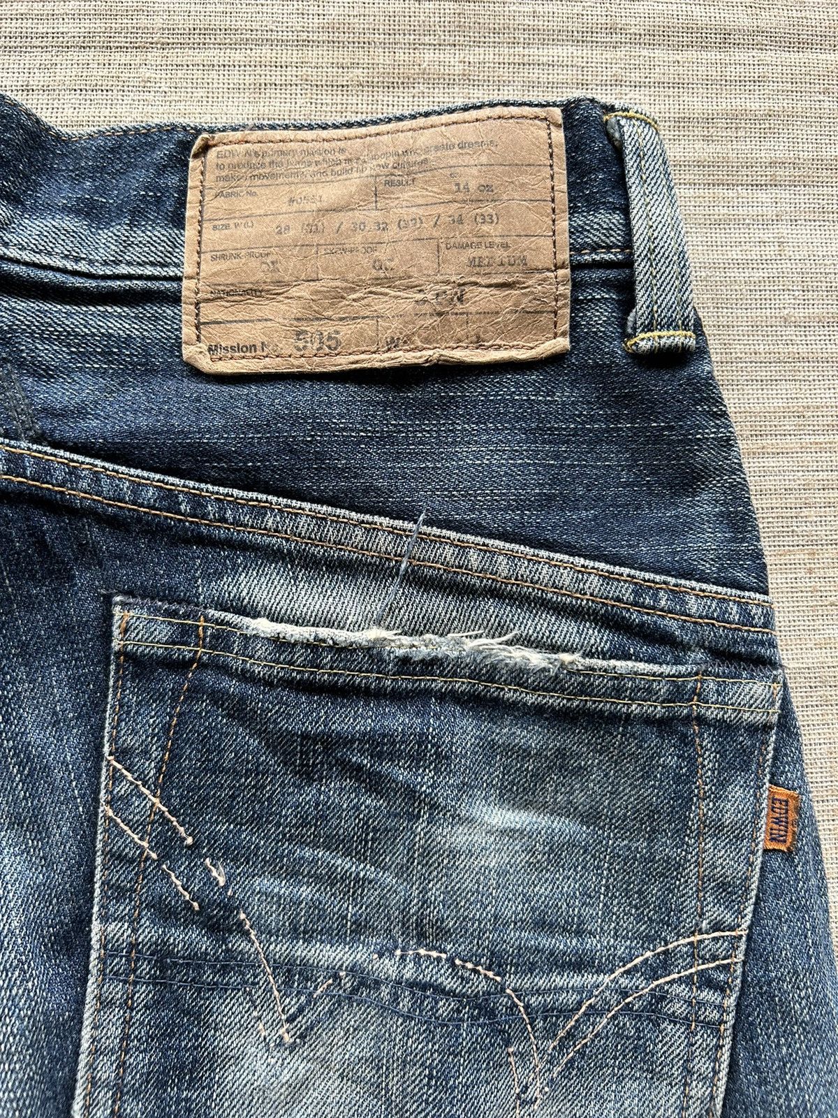 Vintage Edwin505 half Selvedge Distressed denim