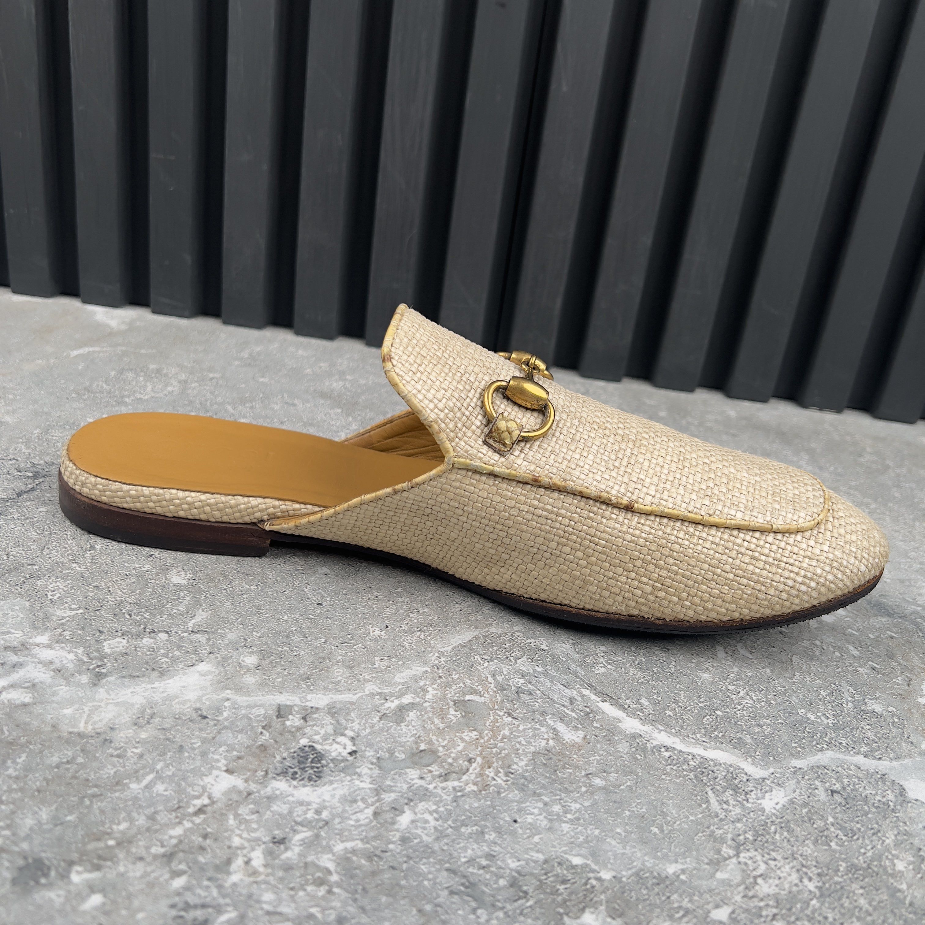 Gucci Princetown Mule Beige Raffia Snakeskin Leather Size US 8 / EU 41 - 6 Thumbnail