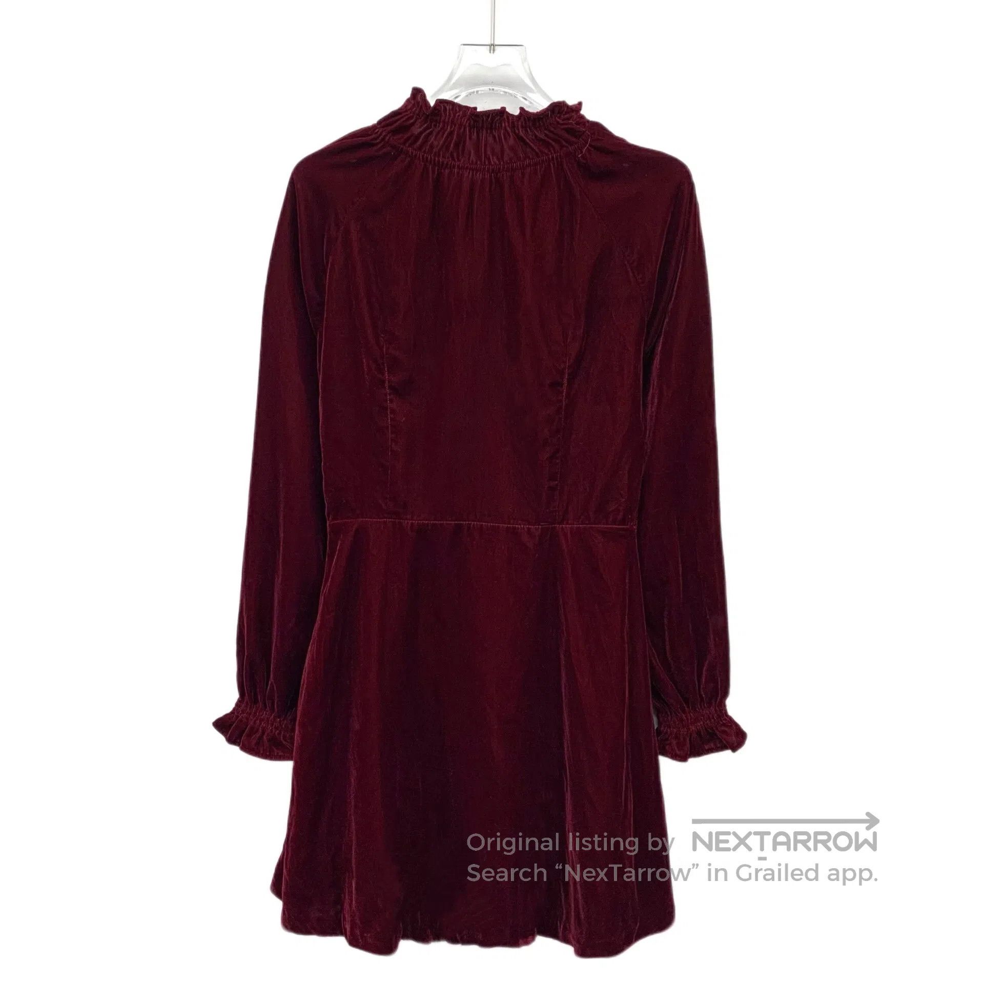 Maje MAJE Deep Red Lace Design Crew Neck Long Sleeve Dress| Size S / US 4 / IT 40 - 2 Thumbnail