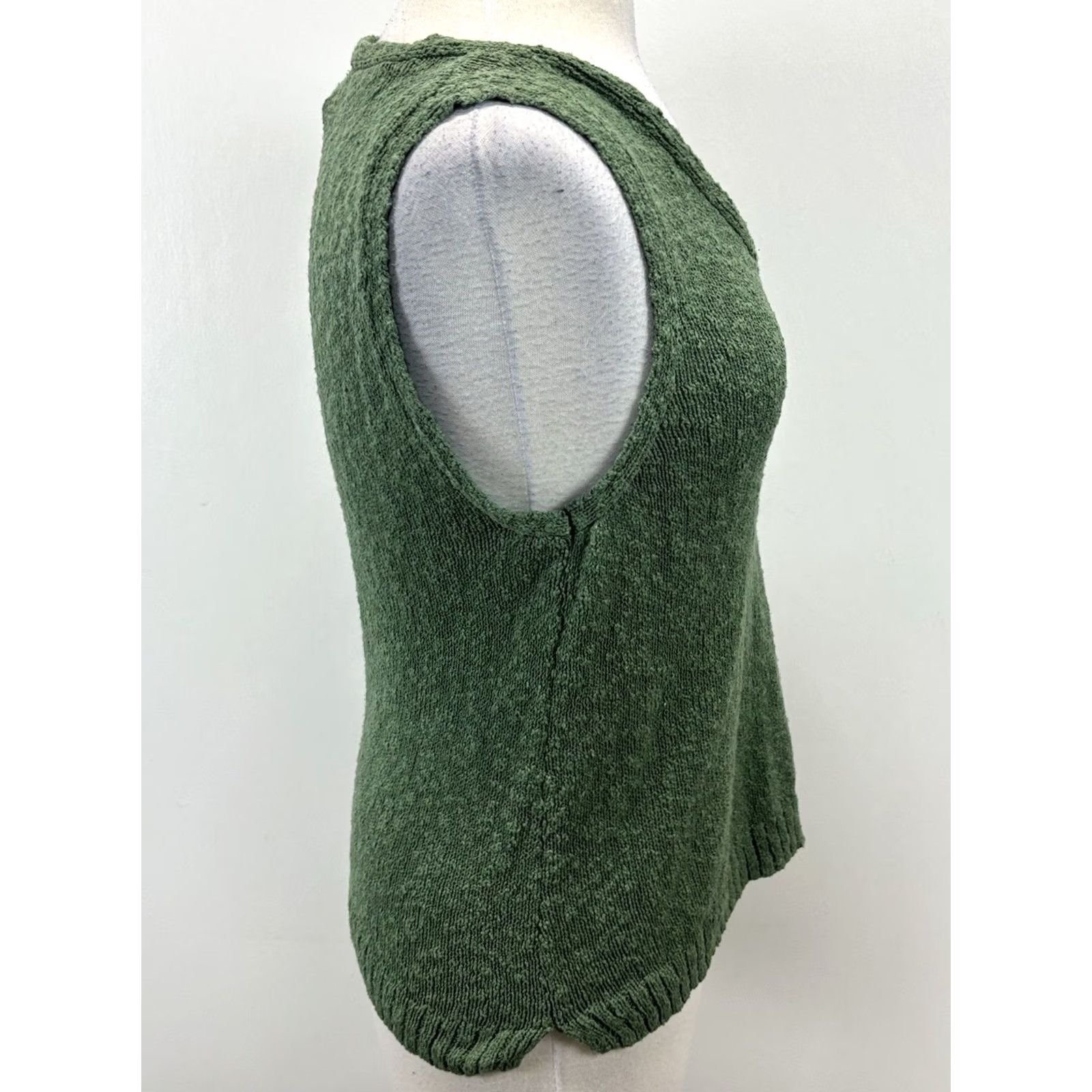 J.Crew J.CREW Knit Slub Sleeveless Sweater Women’s L Green Coastal Lagenlook V-Neck Pullover Boucle Knit Regular Size Size L / US 10 / IT 46 - 4 Thumbnail