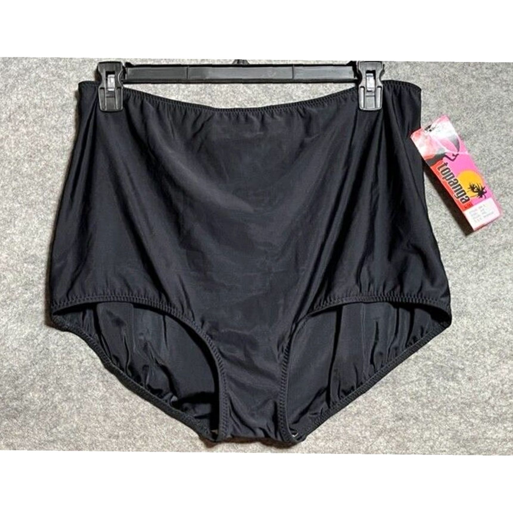 Vintage VINTAGE Slimming Swim Bottom Plus Size 26W Retro 80s 90s Pin-Up High-Waist Modest Beach Women Black Nylon Spandex Hand Wash Only - The. Size 26" / US 2 / IT 38 - 2 Thumbnail