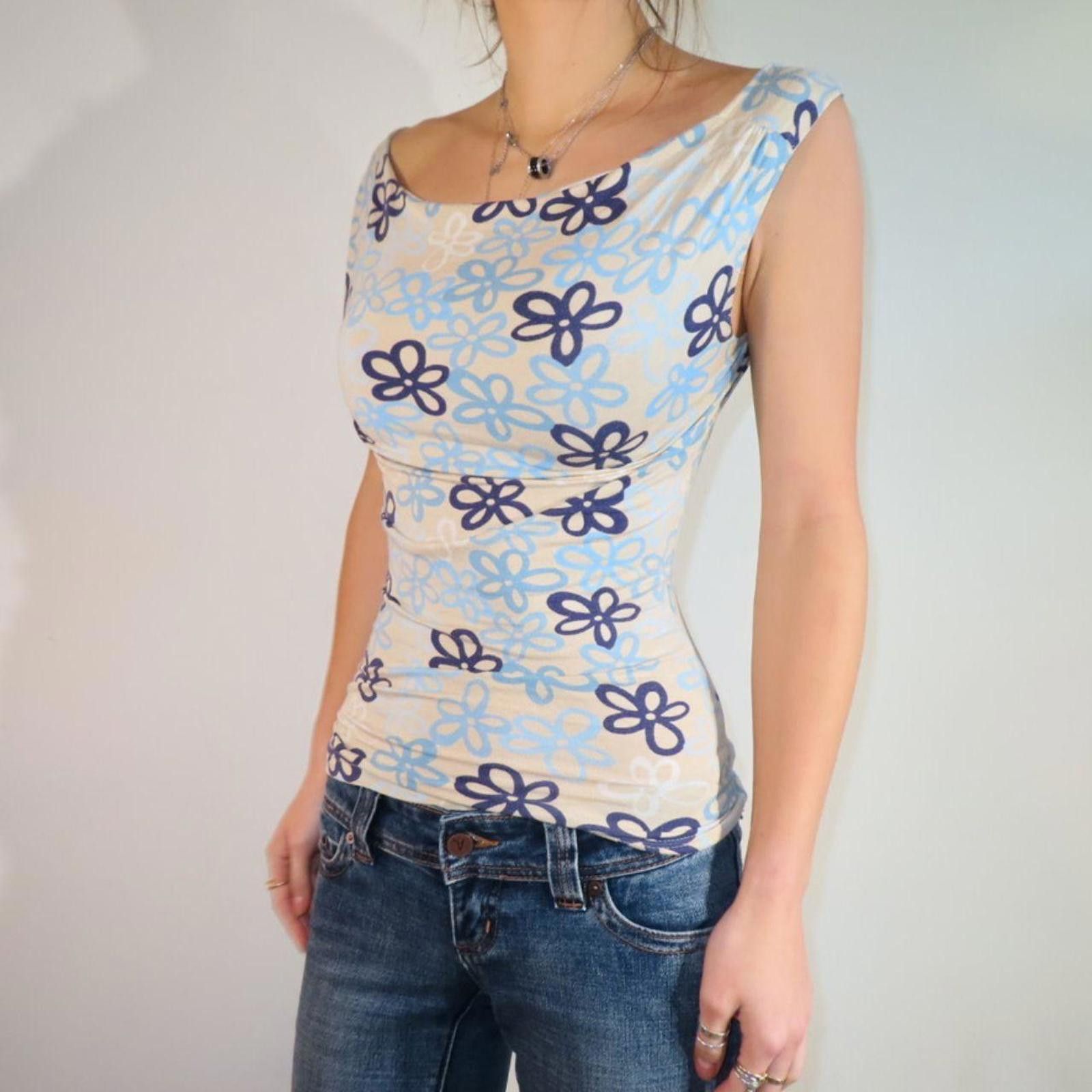Jim Thompson Jim Thompson Women's Blue and Cream Vests-tanks-cami Size S / US 4 / IT 40 - 2 Thumbnail