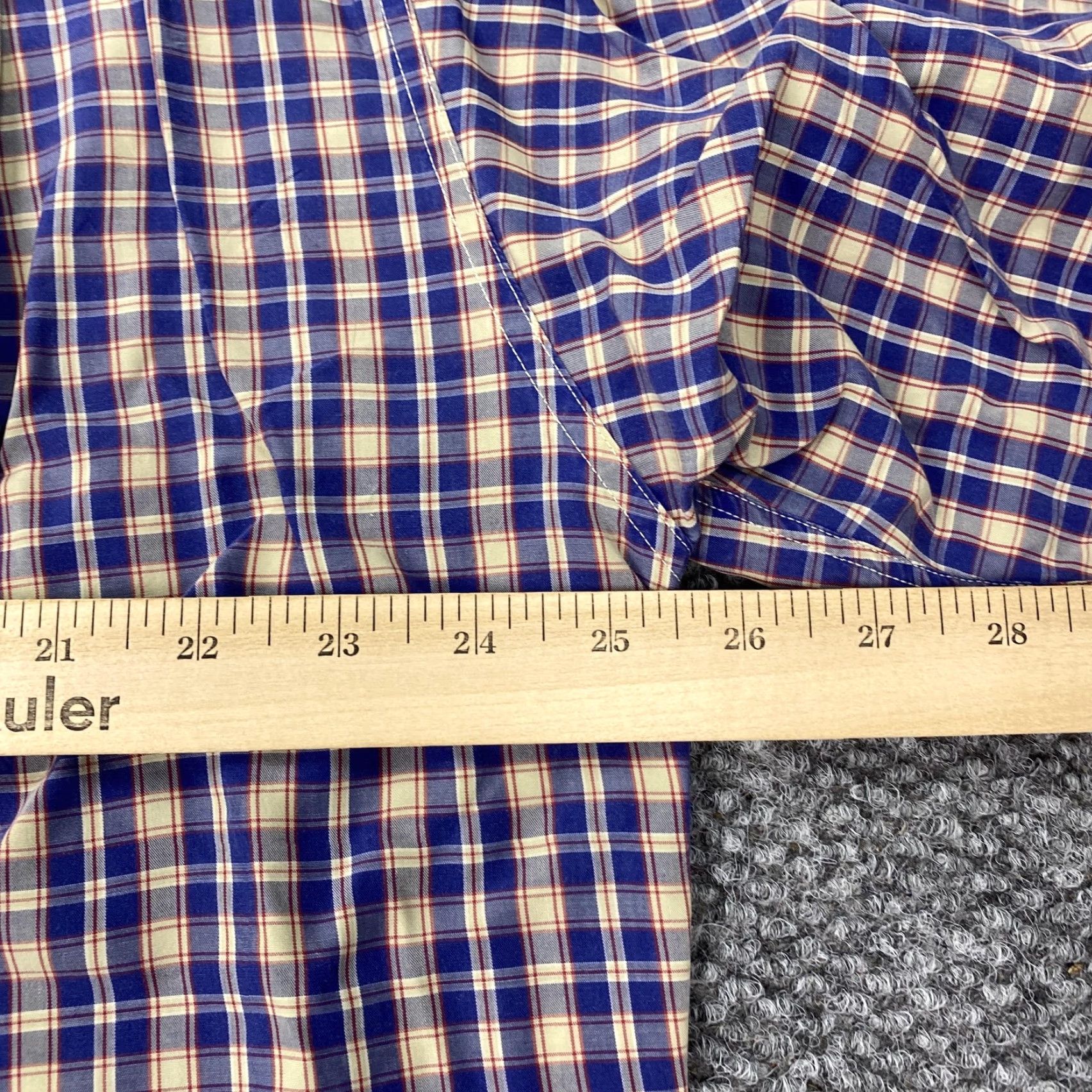 Lacoste VINTAGE Lacoste Shirt Mens Large Blue Beige Plaid Button Down Long Sleeve Made in France 42 Regular Navy Mens Size US XL / EU 56 / 4 - 8 Thumbnail