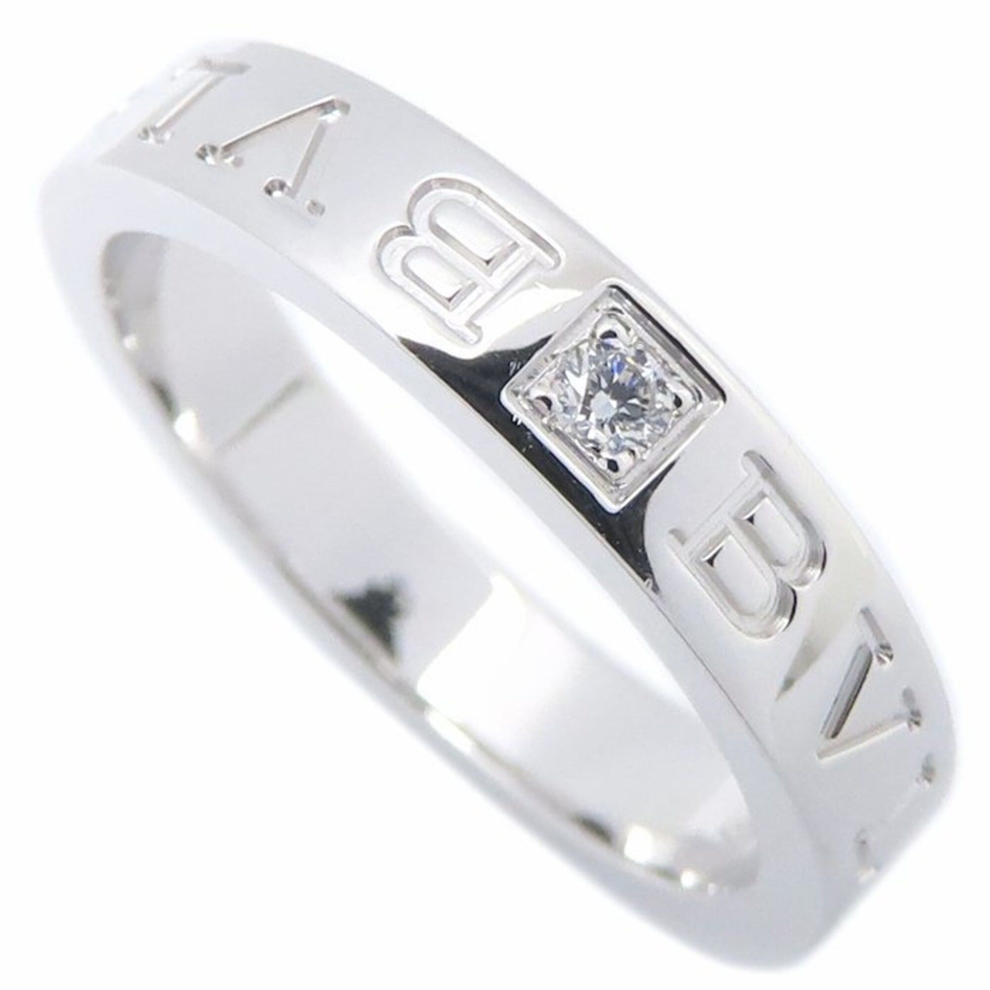 Bvlgari BVLGARI Bulgari Double Logo Ring, 1P Diamond, 18K White Gold, Men's, 295540 Size ONE SIZE - 1 Thumbnail