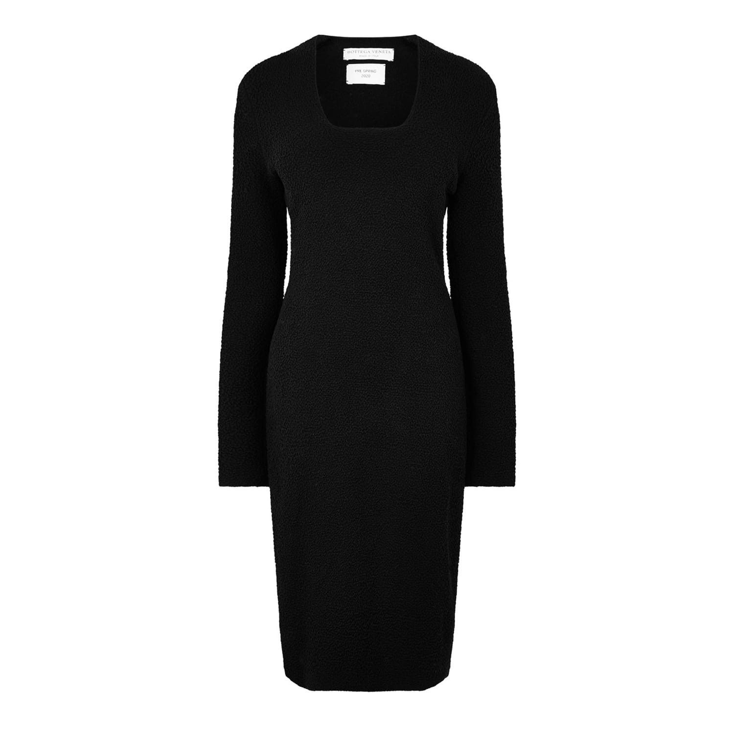 Bottega Veneta Square Neck Midi Sweater Dress in Black