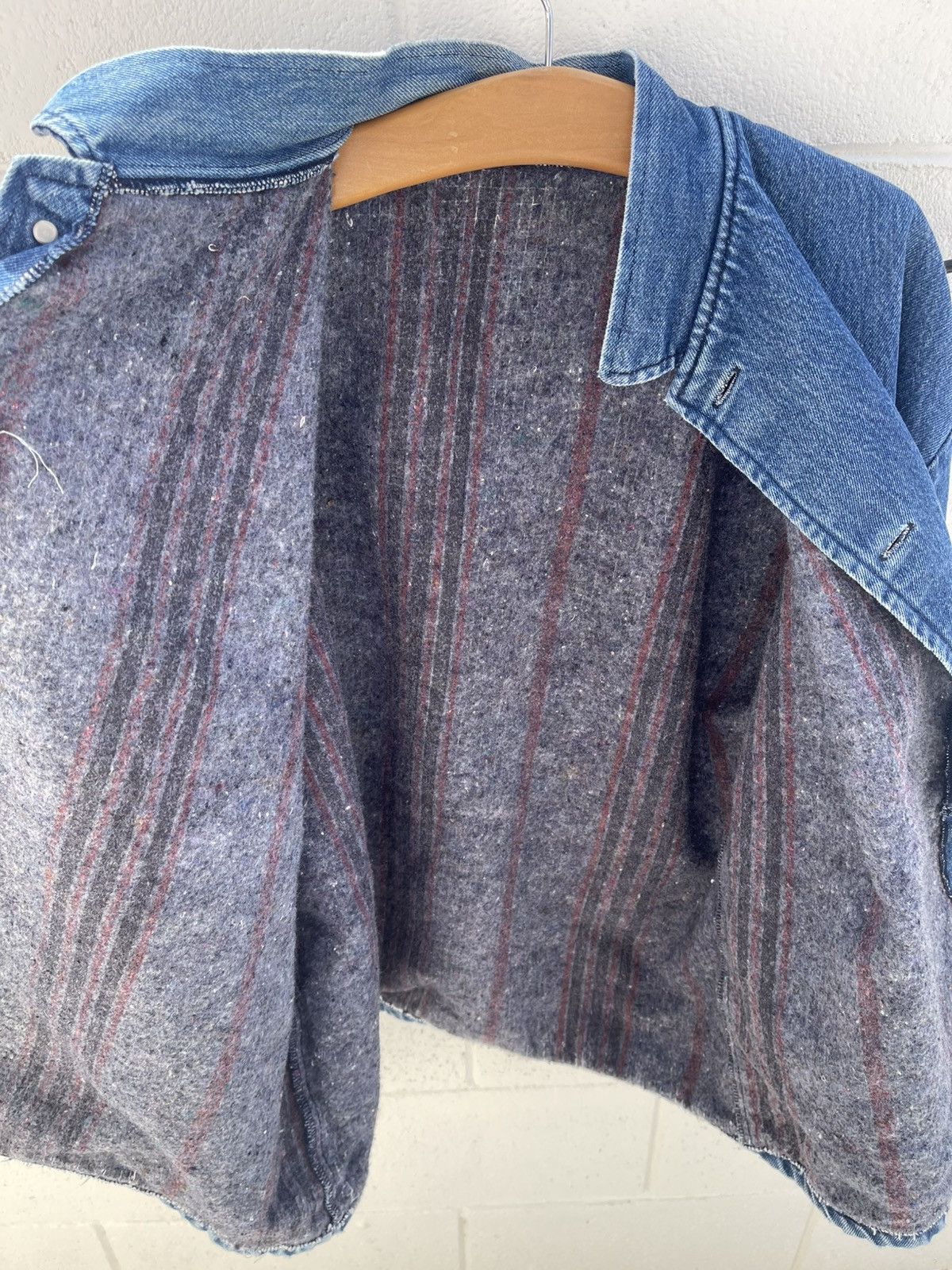 Designer × Vintage Vintage Stand Collar Blanket Lined Denim Jacket Size XL Size US XL / EU 56 / 4 - 4 Thumbnail