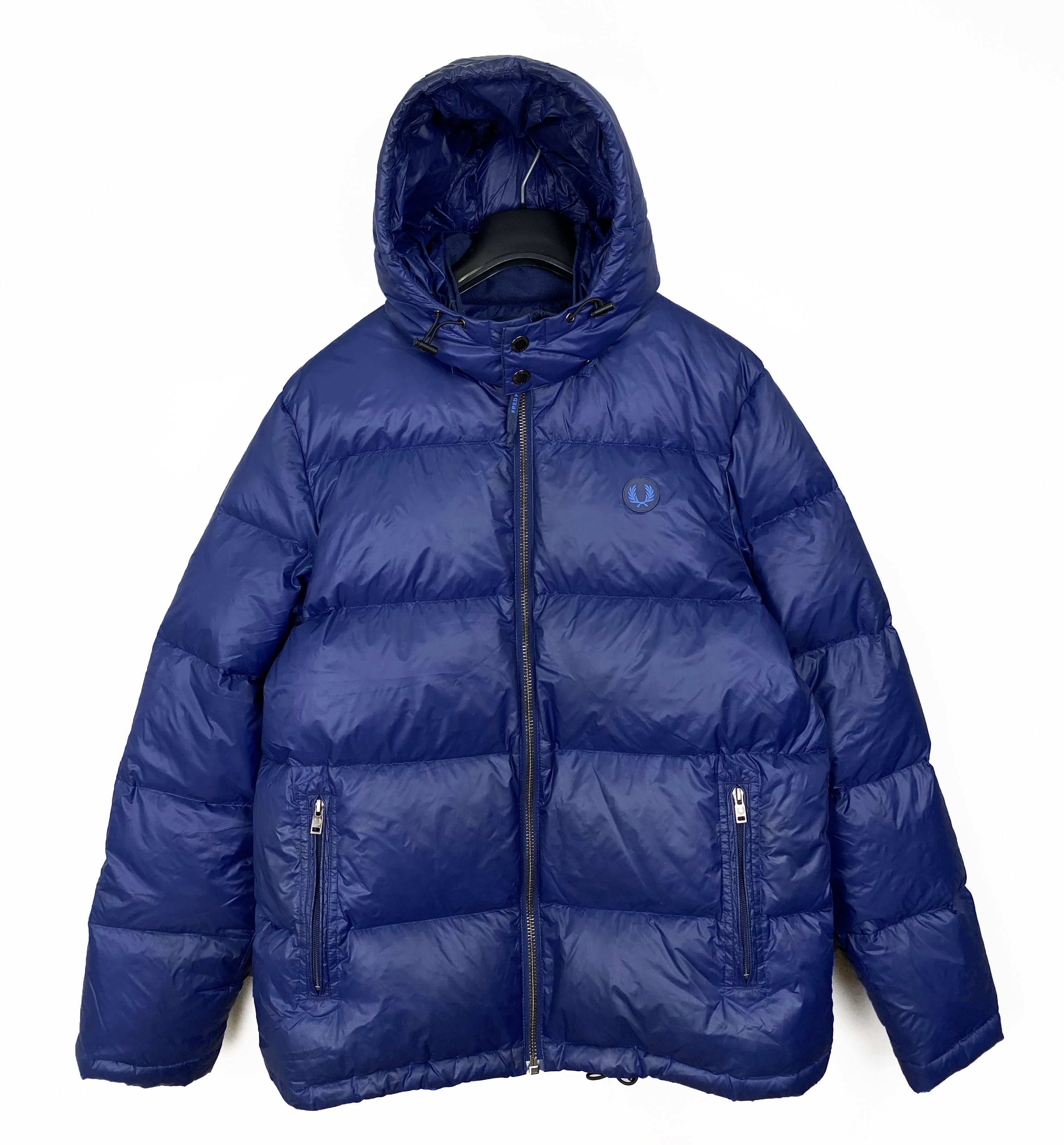 image of Fred Perry Down Puffer Navy Jacket, Men's (Size Large)