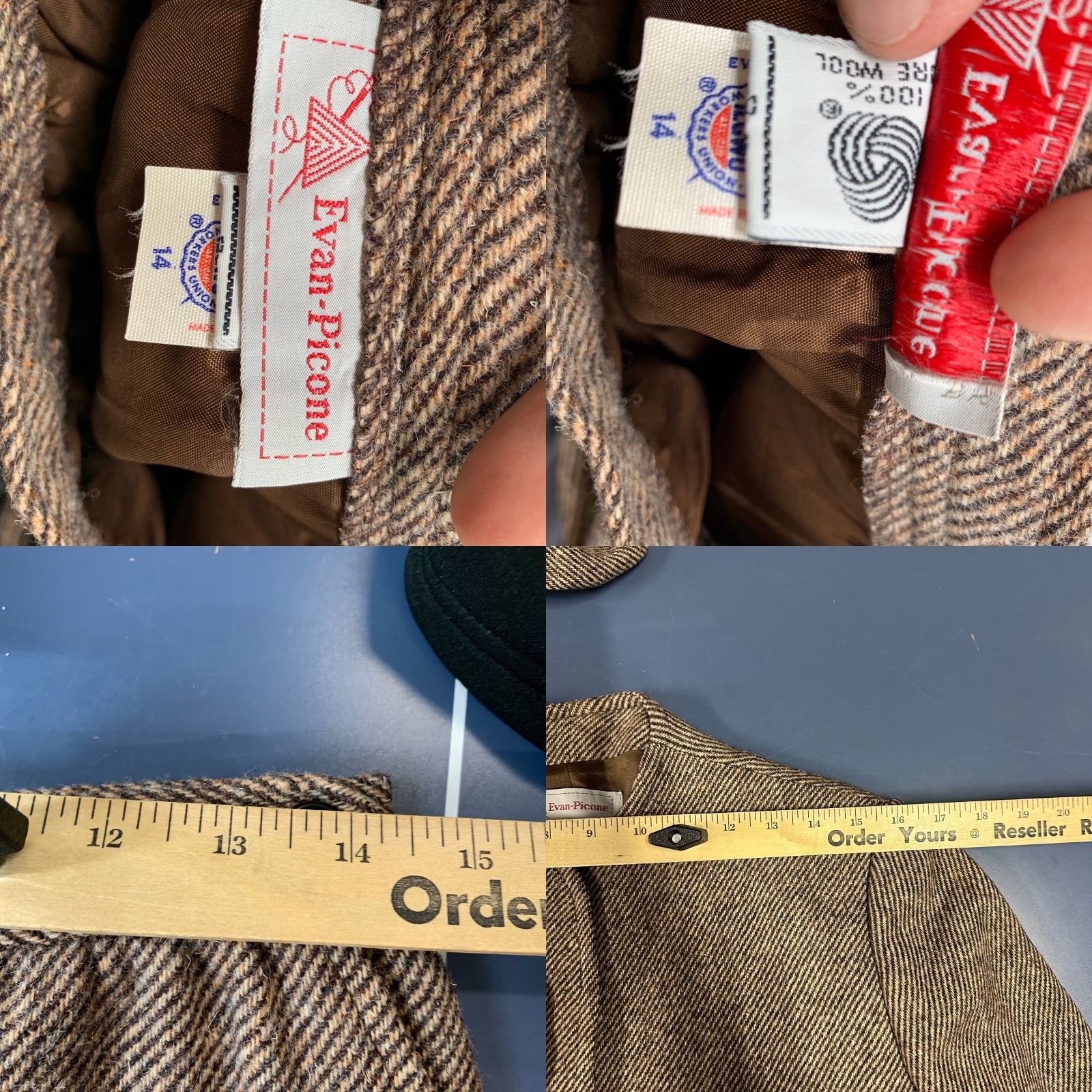 Evan Picone VINTAGE Evan Picone Wool Tweed Blazer Skirt Set Womens Medium Brown Union USA Size 32" / US 10 / IT 46 - 10 Thumbnail