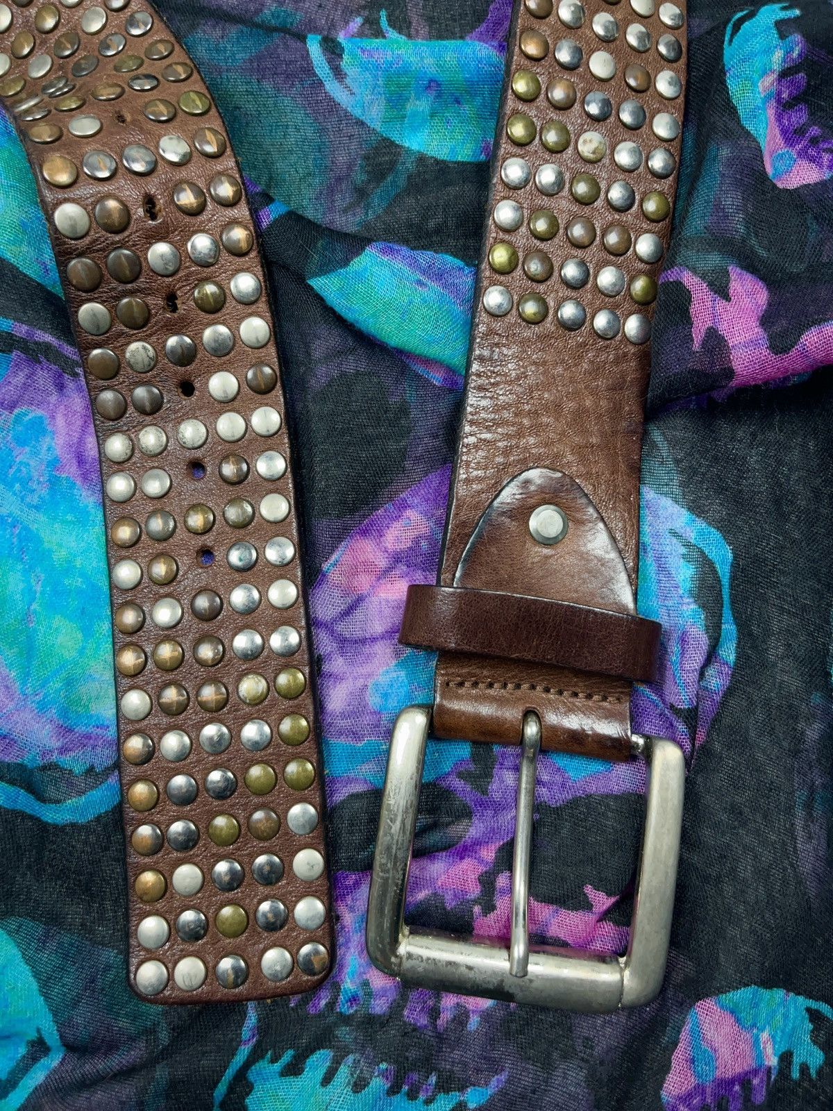 Japanese Brand Vintage Ego Ism Studded Leather Belt Handmade in Italy Size ONE SIZE - 2 Thumbnail