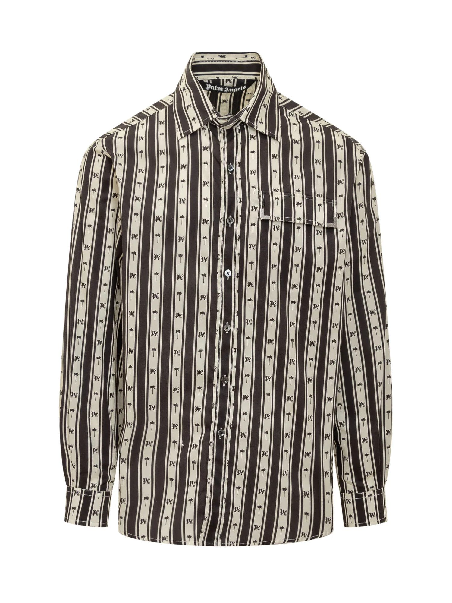 Palm Angels o1y0325 Logo Patterned Shirt in Black/White Size US M / EU 48-50 / 2 - 1 Thumbnail
