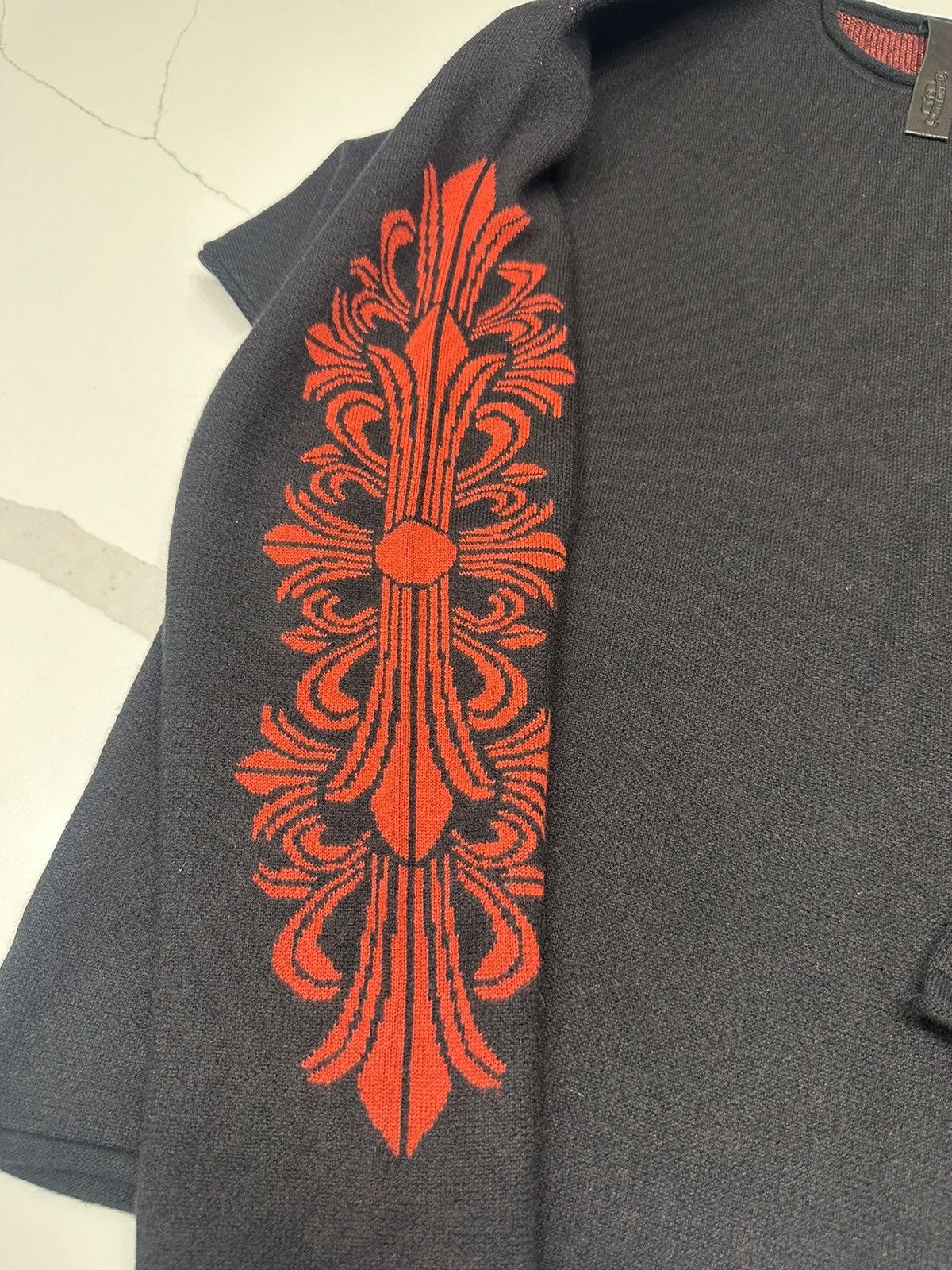 Chrome Hearts 🔥Chrome Hearts Black Cashmere with Red Fleur Cross Sweater🔥 Size US XL / EU 56 / 4 - 4 Thumbnail