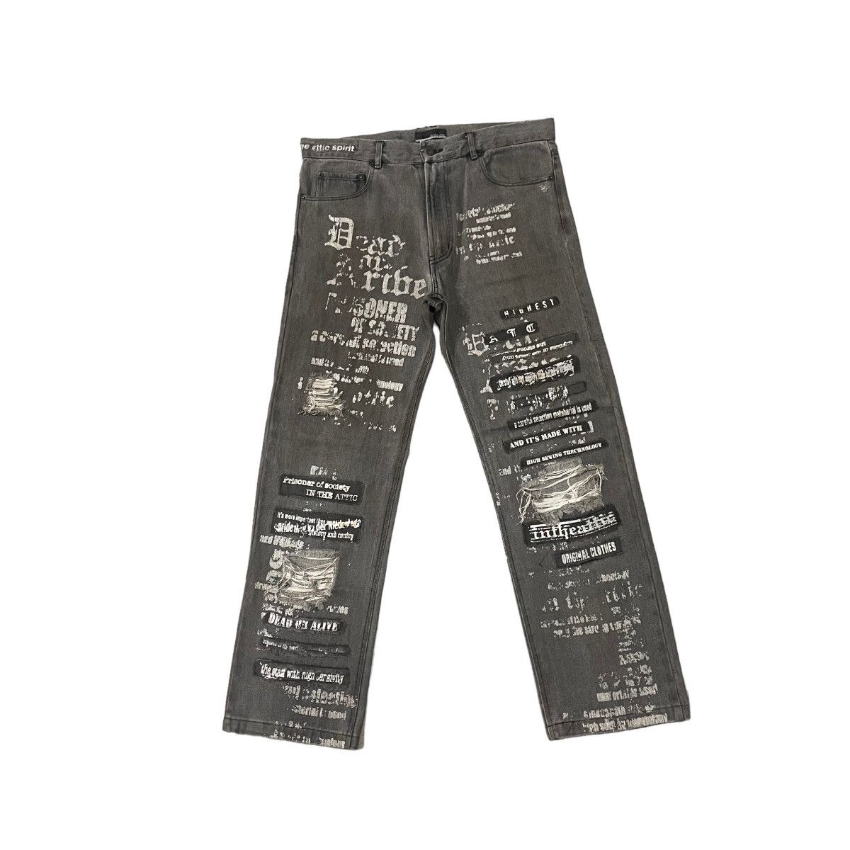 Pre-owned If Six Was Nine X In The Attic Intheattic Patchwork Punk Seditionaris Denim Pants In Grey