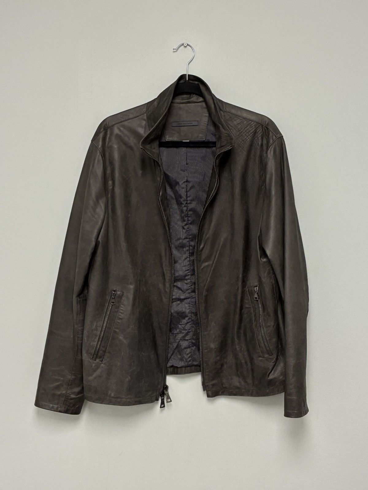 John Varvatos Funnel Neck Leather Jacket EU 52 USA 42 Size US L / EU 52-54 / 3 - 1 Thumbnail