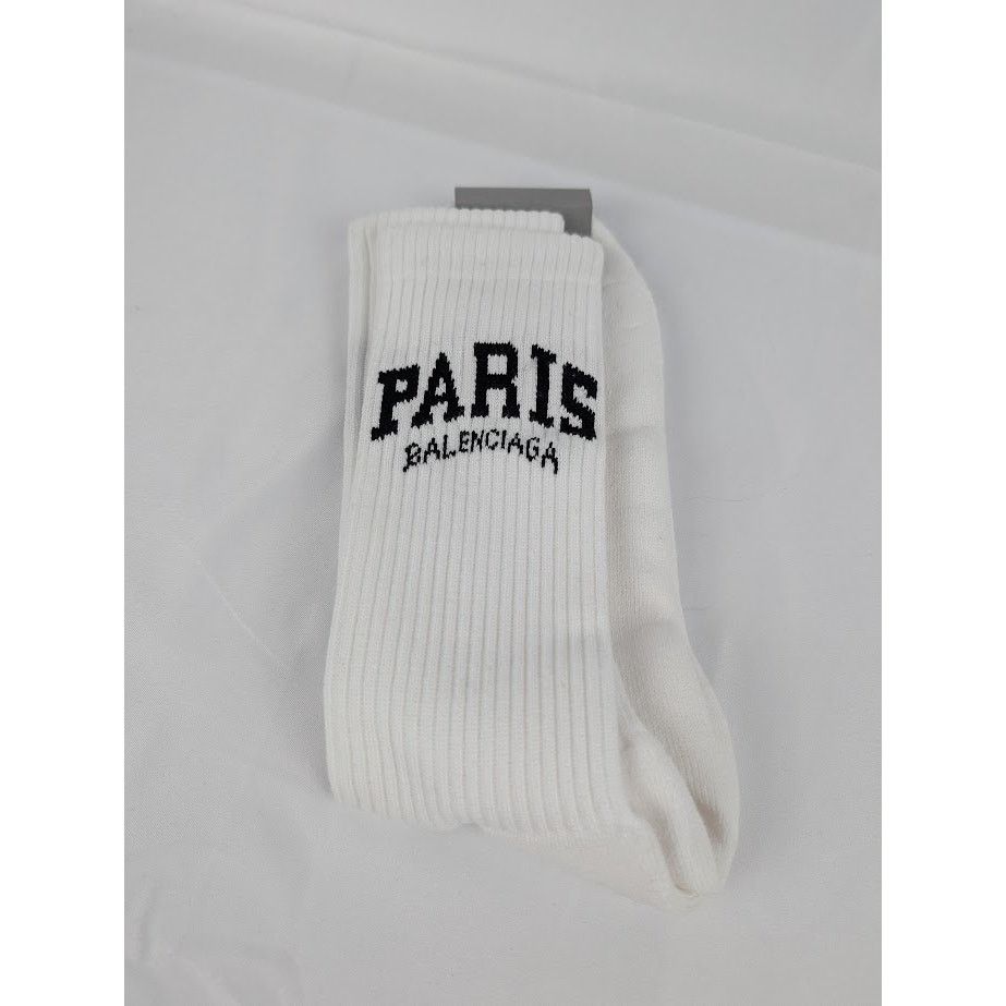 Balenciaga o1rshd1 Size: XL / Paris Tennis Socks in White / Black Size ONE SIZE - 2 Thumbnail