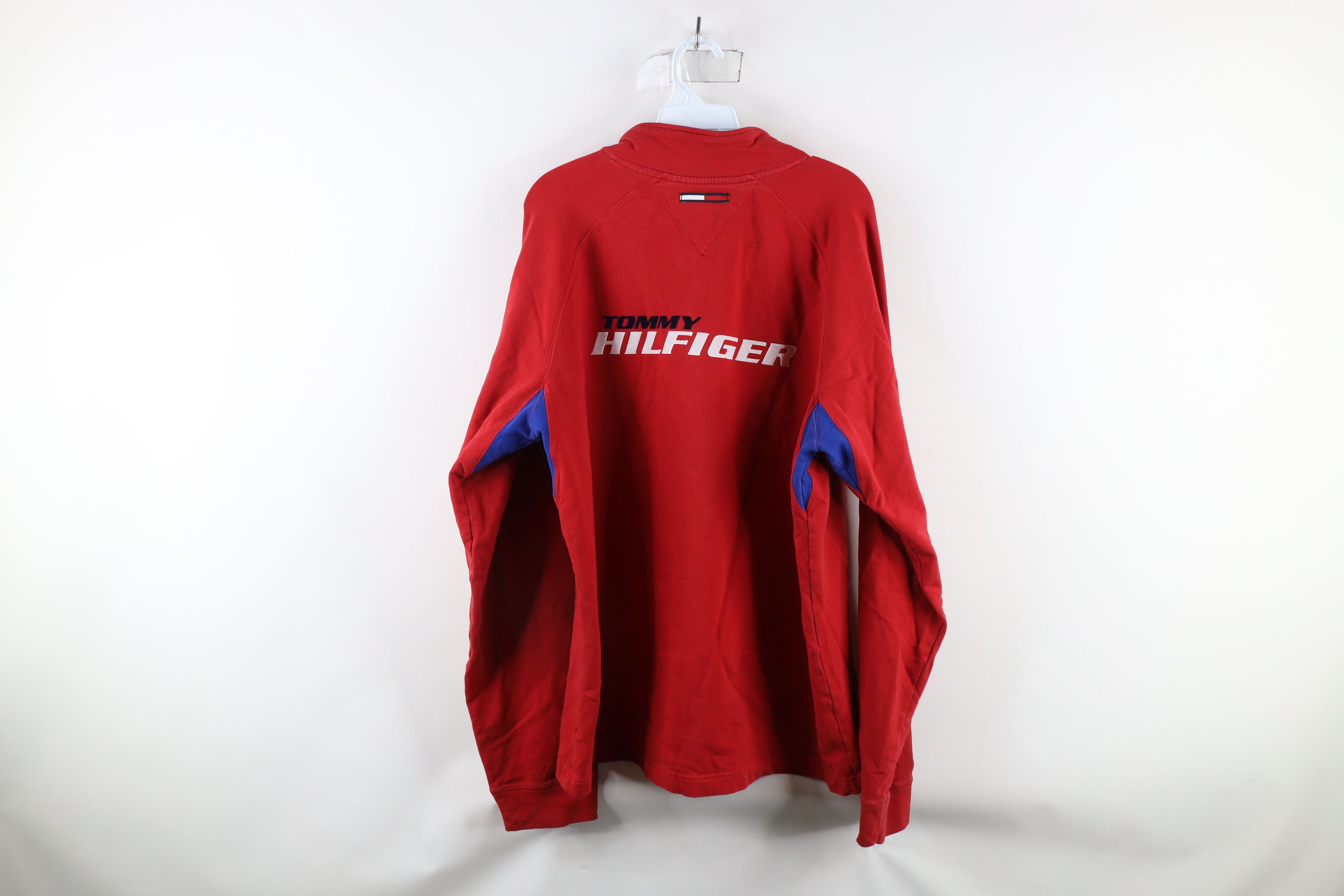 Tommy Hilfiger × Vintage Vintage 90s Tommy Hilfiger Out Big Logo Half Zip Sweater Size US XXL / EU 58 / 5 - 15 Thumbnail