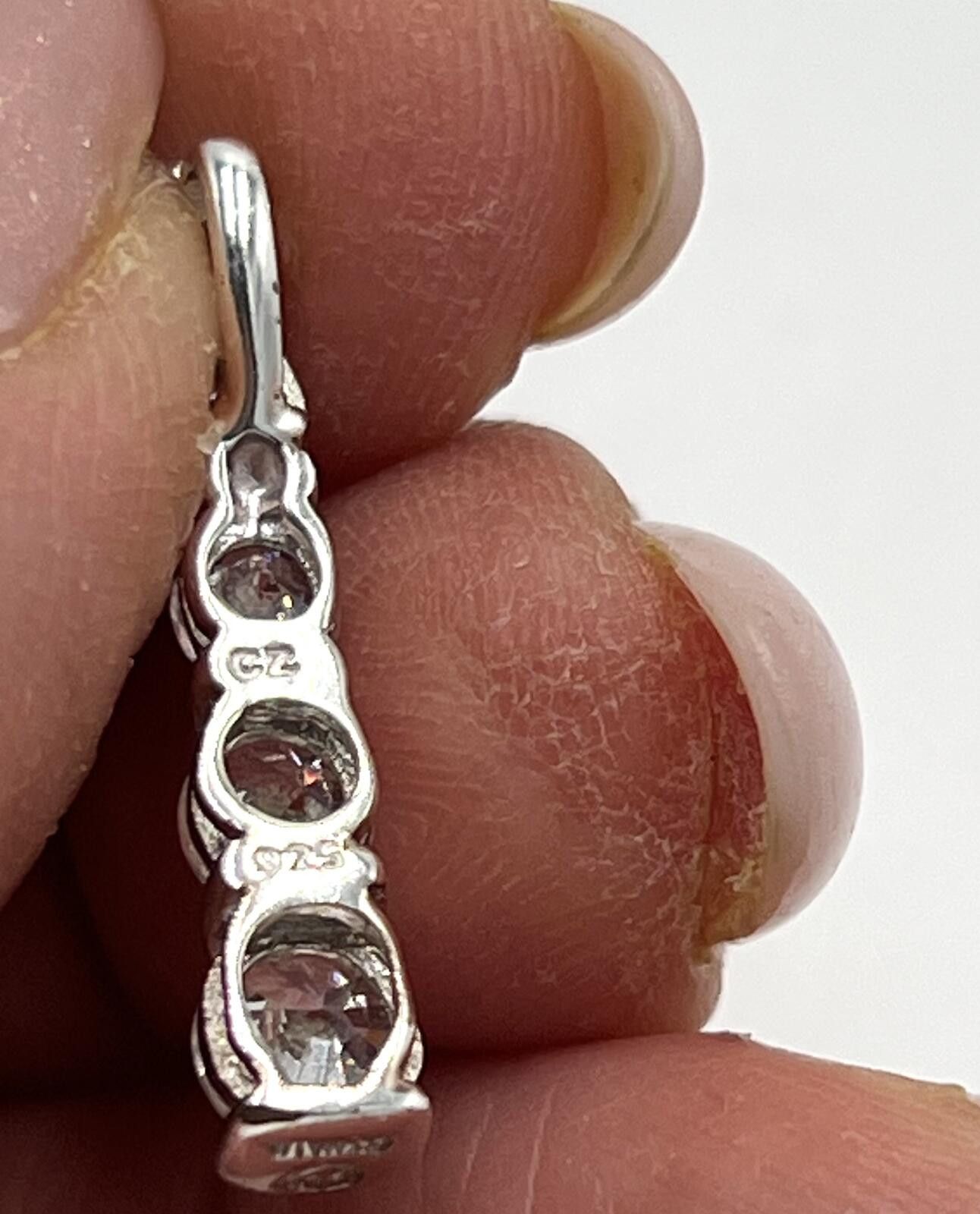Other 925 CZ SU Sterling Silver 1.6g Cz Drop 1 Fine Pendant (only) Size ONE SIZE - 7 Thumbnail