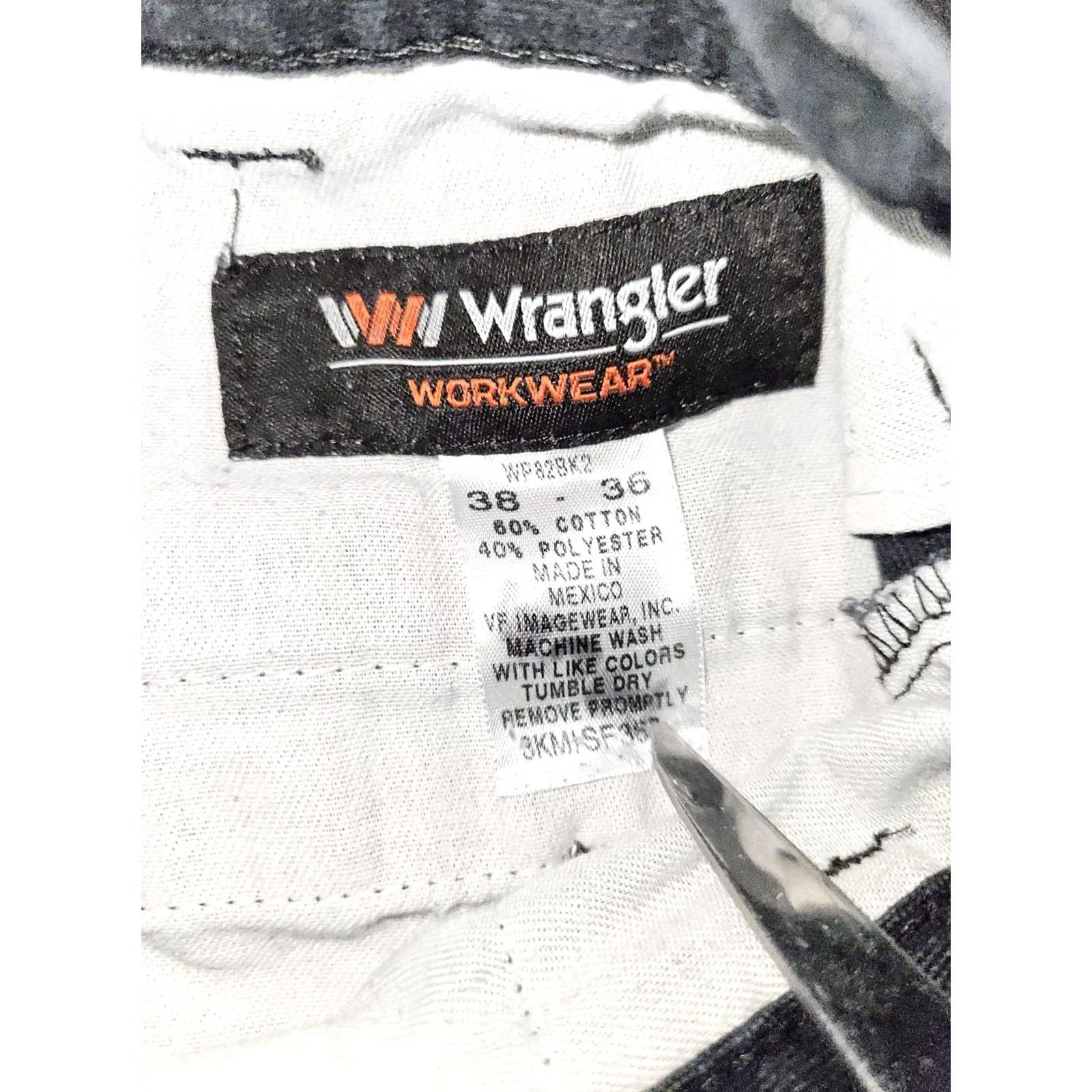 Wrangler Wangler Workwear Pants Mens 38x36 Navy Blue Mid Rise Straight Cargo Workwear Size US 38 / EU 54 - 2 Thumbnail