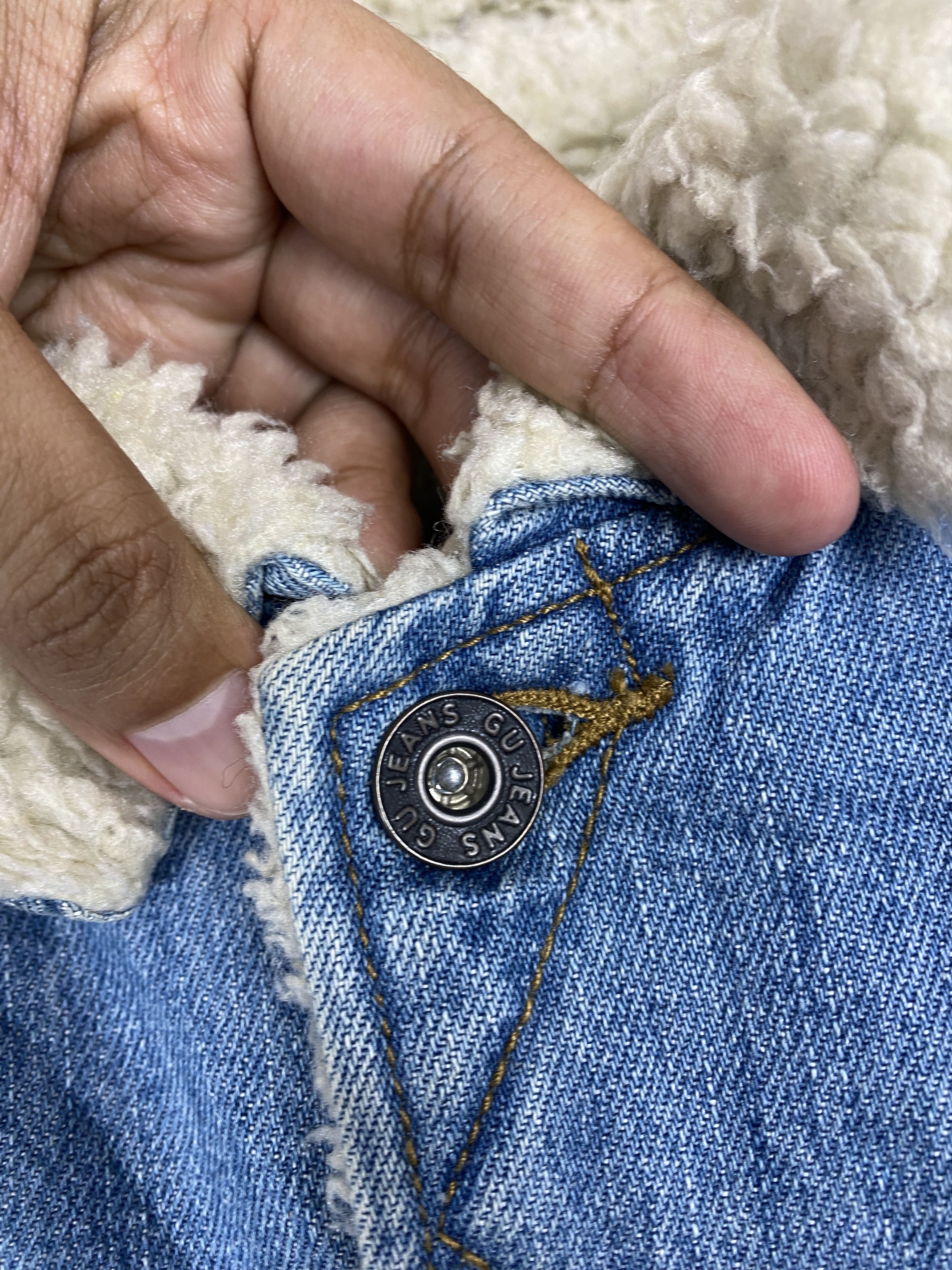 GU Vintage GU Sherpa Lining Blue Denim Jacket PJ2601 Size US M / EU 48-50 / 2 - 6 Thumbnail