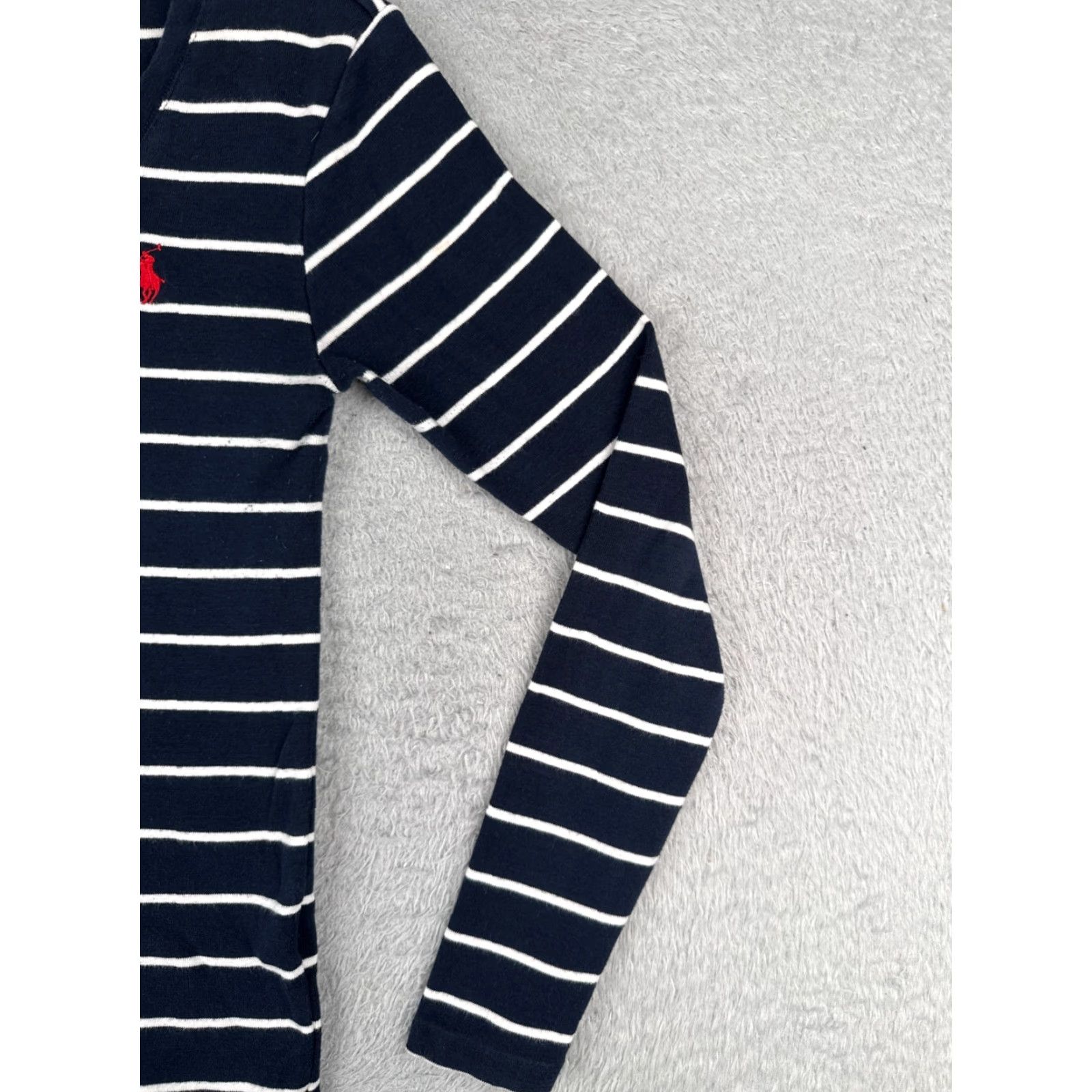 Polo Ralph Lauren Polo Ralph Lauren Shirt Juniors M Blue Stripe V-Neck Long Sleeve Cotton Size M / US 6-8 / IT 42-44 - 2 Thumbnail