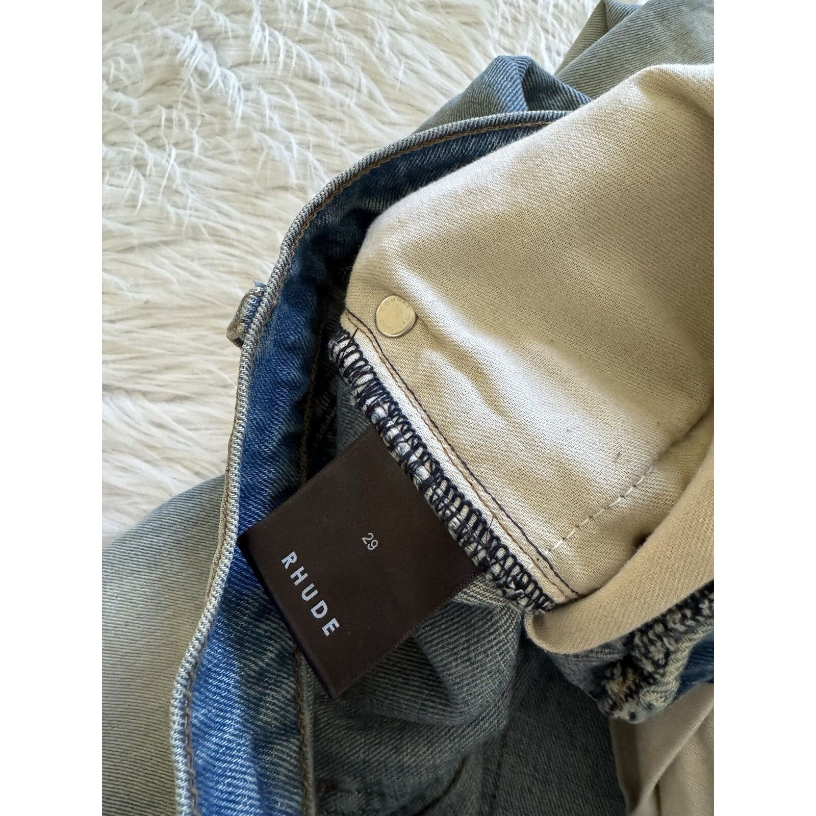Rhude Rhude New Denim Jeans Paint Splatter Distressed Indigo Blue Size US 29 - 4 Thumbnail