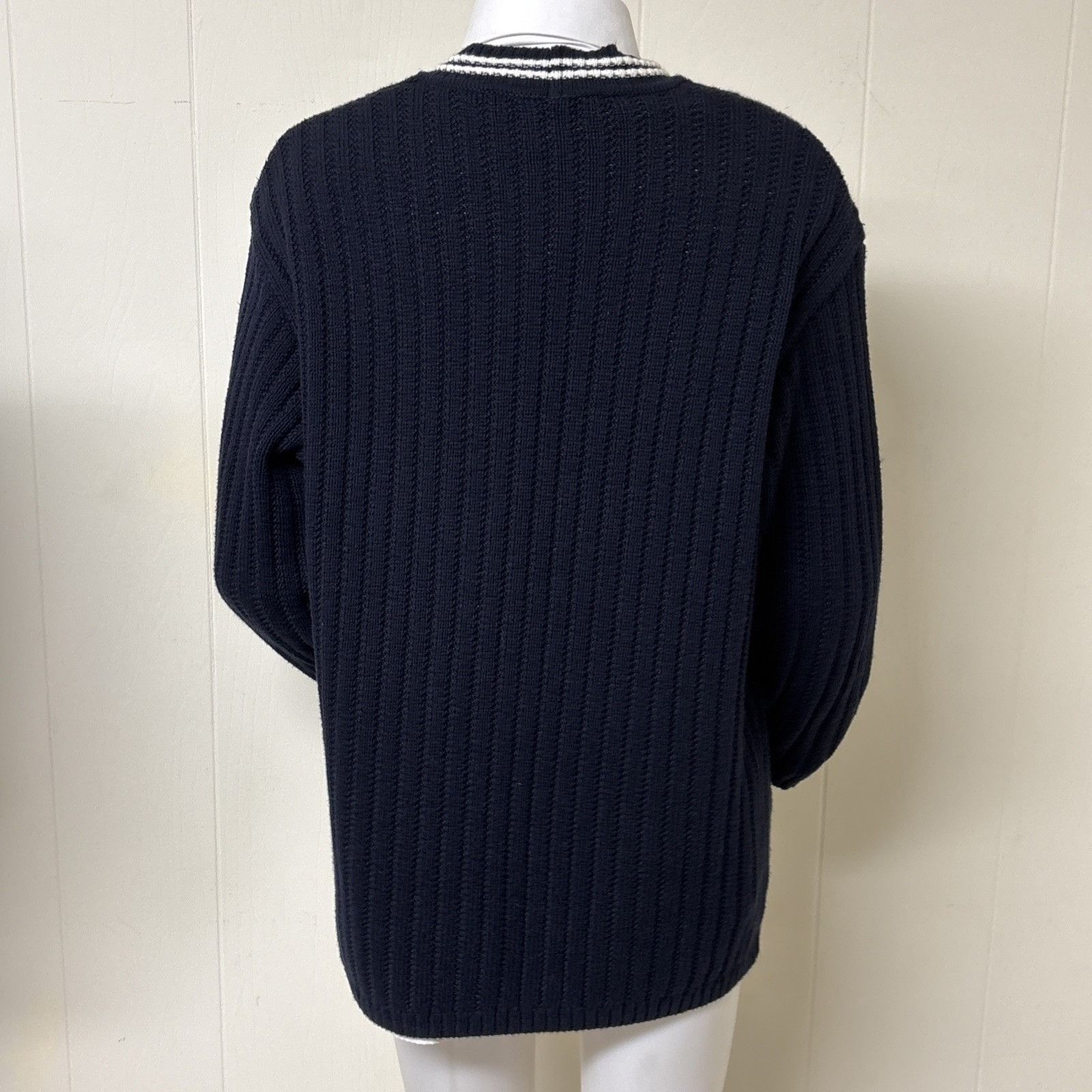 Bogner Bogner Sweater Womens 12 40 Varsity Tennis Cardigan Black Co Size XL / US 12-14 / IT 48-50 - 3 Thumbnail