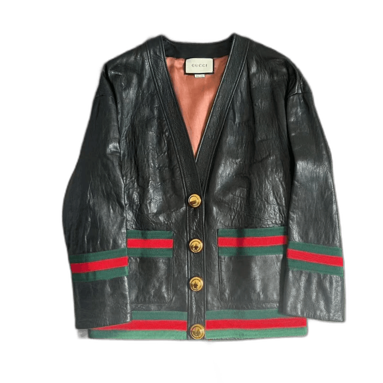 Gucci gucci leather jacket with stripes Size US S / EU 44-46 / 1 - 1 Thumbnail