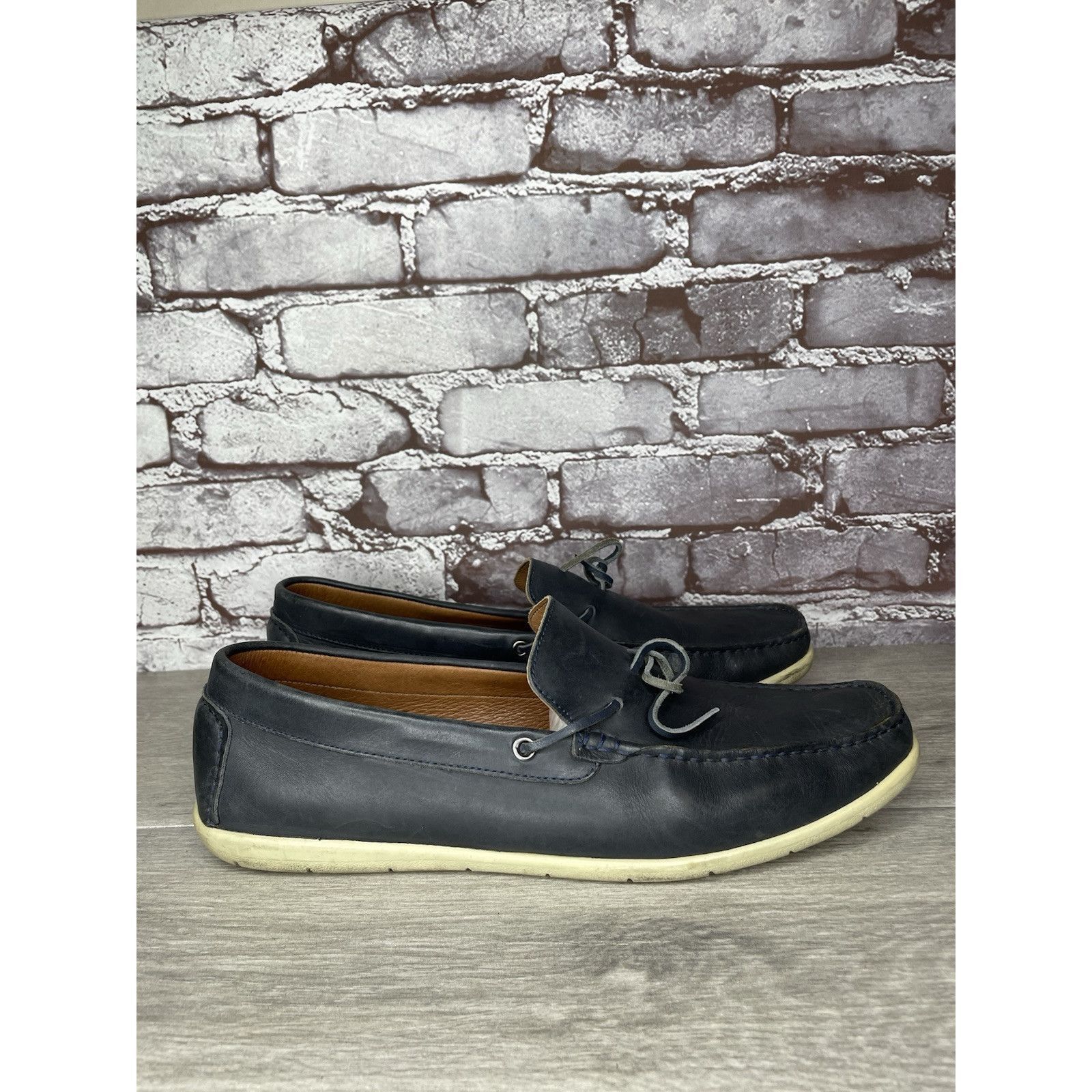Massimo Matteo MASSIMO MATTEO Navy Blue Leather Casual Moc Driving Loafers Size US 12 / EU 45 - 3 Thumbnail