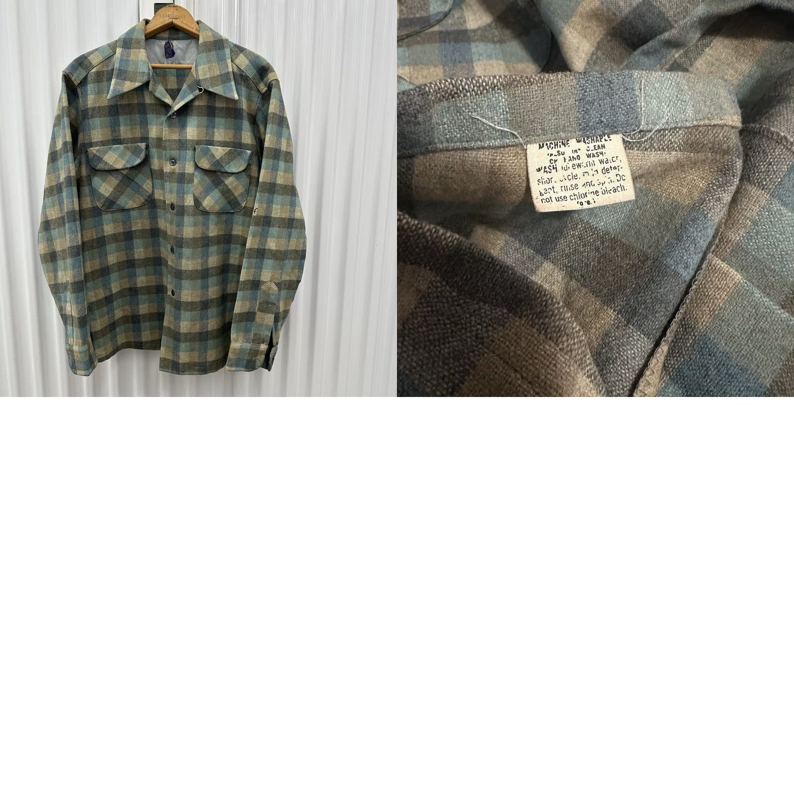 Pendleton VINTAGE Pendleton Shirt L Blue Plaid Tartan Wool 1960s 70s USA Made Mens Size US L / EU 52-54 / 3 - 8 Thumbnail