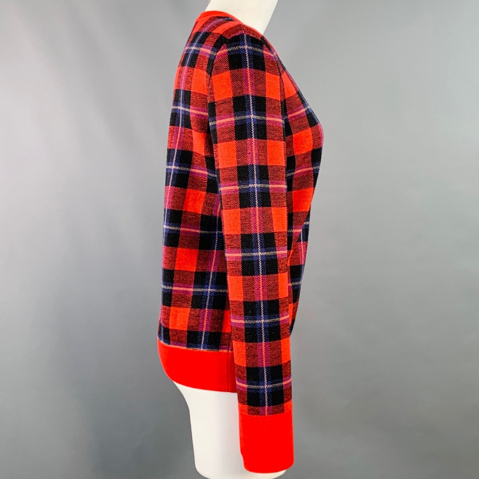 Equipment EQUIPMENT Red Black Blue Wool Blend Plaid Crew Neck Pullover Size S / US 4 / IT 40 - 3 Thumbnail