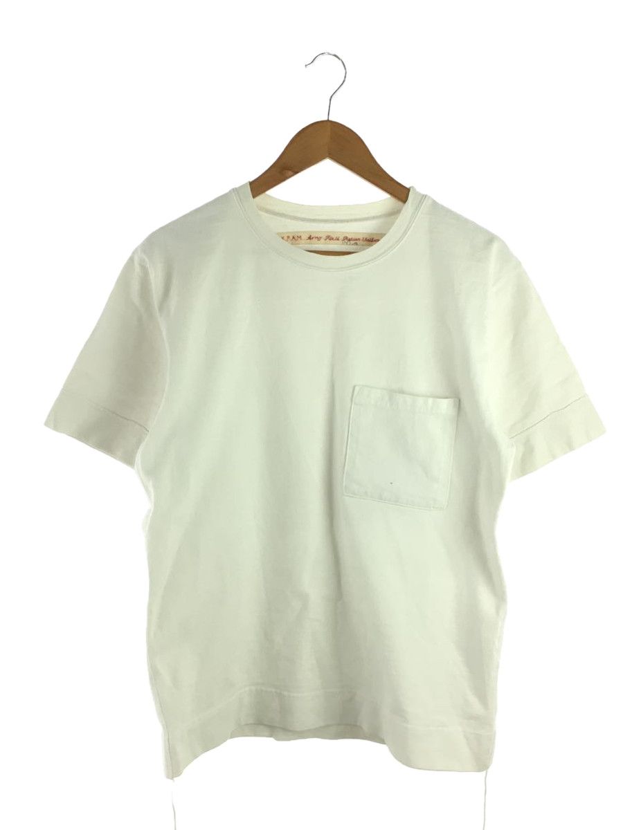 T-Shirts Cotton Plain Chest Pocket Crew Neck White