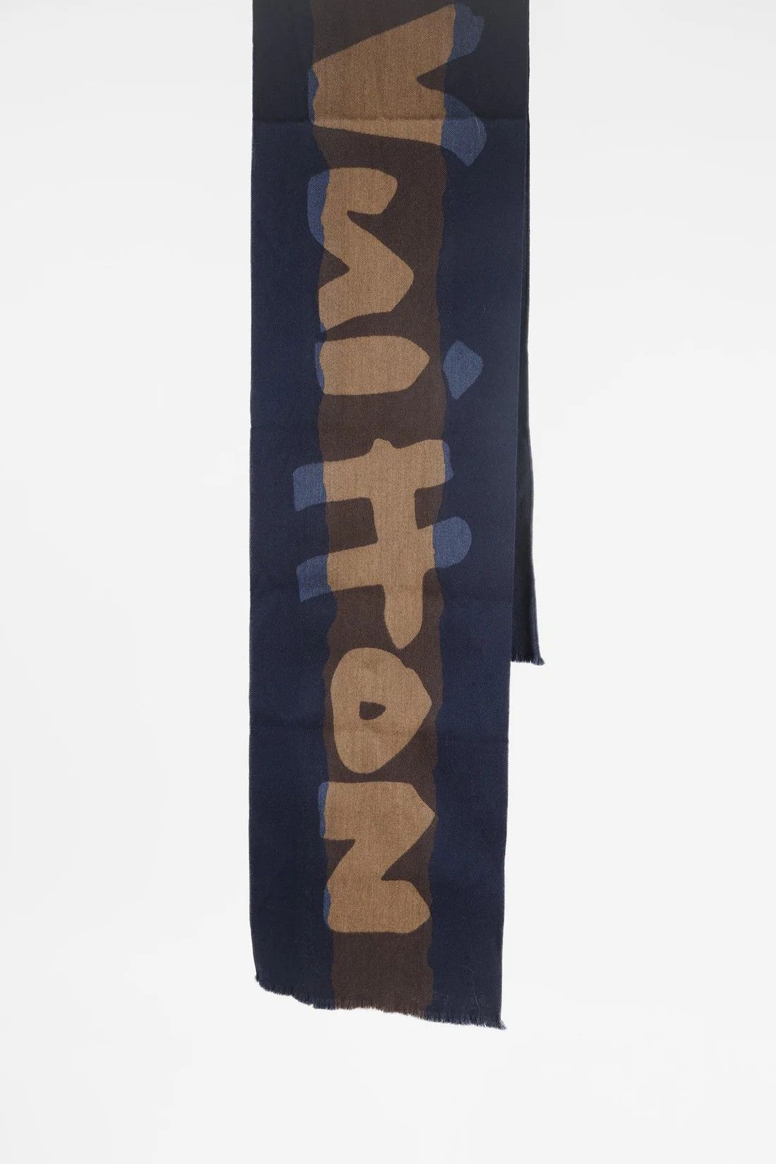 Louis Vuitton Louis Vuitton Navy Brown Letters Wool Scarf Size ONE SIZE - 4 Thumbnail