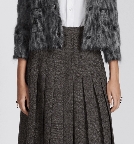 Dior o1w1db10525 351J17 Pleated Mid-Length Skirt in Gray Size 27" / US 4 / IT 40 - 4 Thumbnail