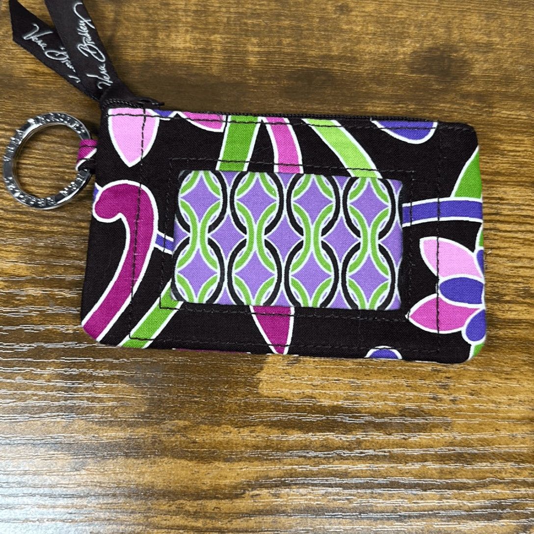 Vera Bradley Vera Bradley Wallet Purple Punch Compact Taxi Wallet Coin Purse Matching Coin Purse Women Small Multicolor Purple Exterior Cloth Style Wallet Keychain Size ONE SIZE - 5 Thumbnail