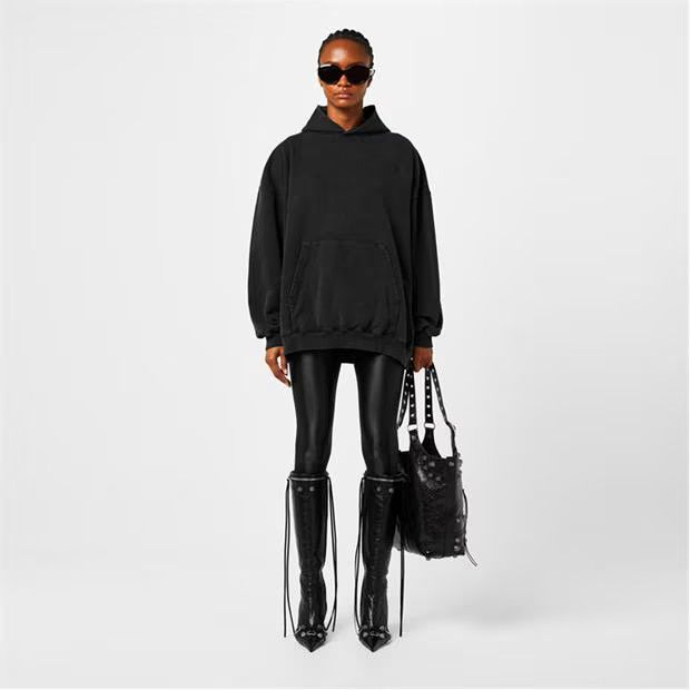 Balenciaga o1g2r1mq0924 Strass Logo Hooded Sweatshirts in Black Size XS / US 0-2 / IT 36-38 - 6 Thumbnail
