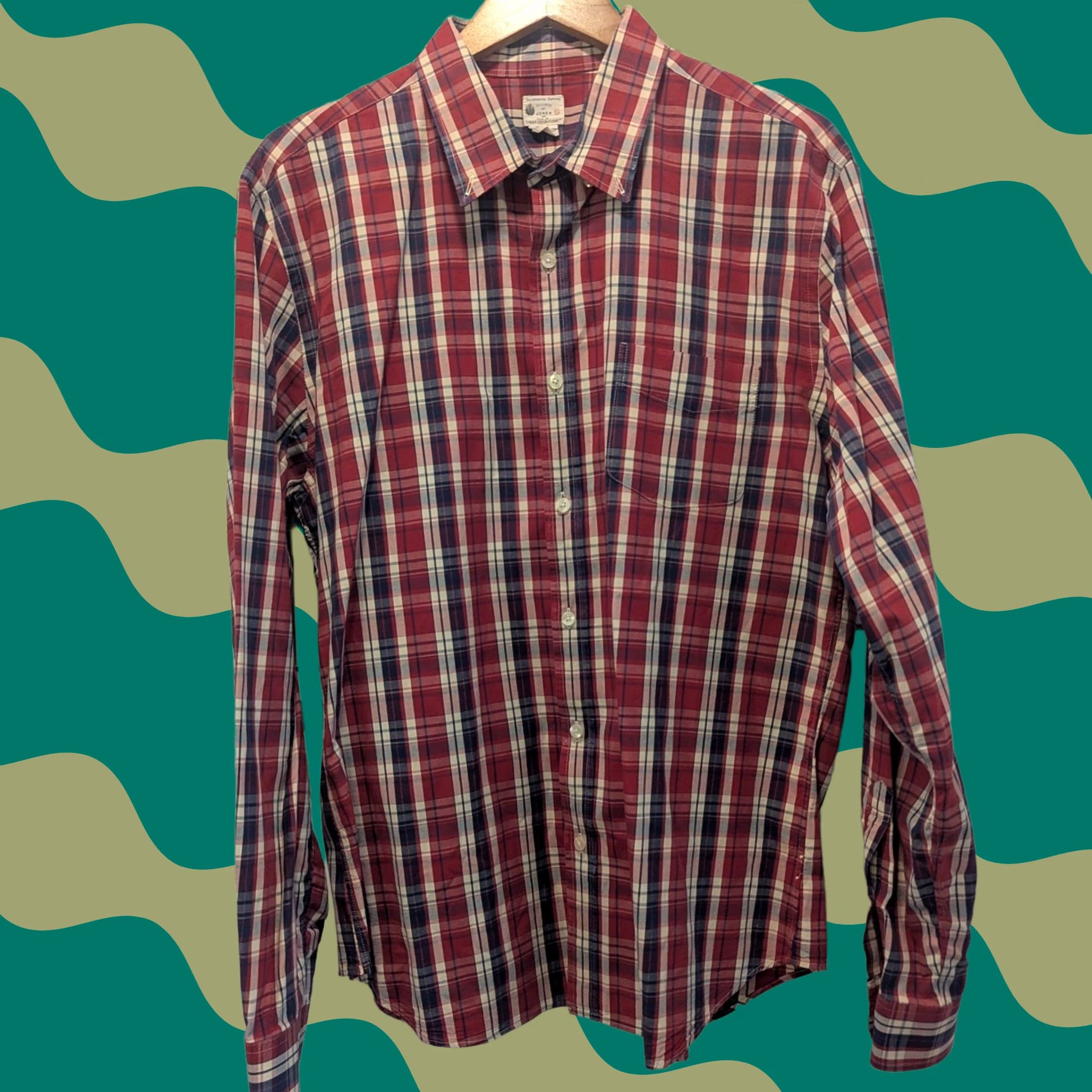 J.Crew J. Crew Sunwashed Oxford Plaid Button-Down Shirt Mens XL Red Blue White Cotton, Long Sleeve, Button-Up, Classic Fit, Chest Pocket, Casual Workwear Size US XL / EU 56 / 4 - 1 Thumbnail