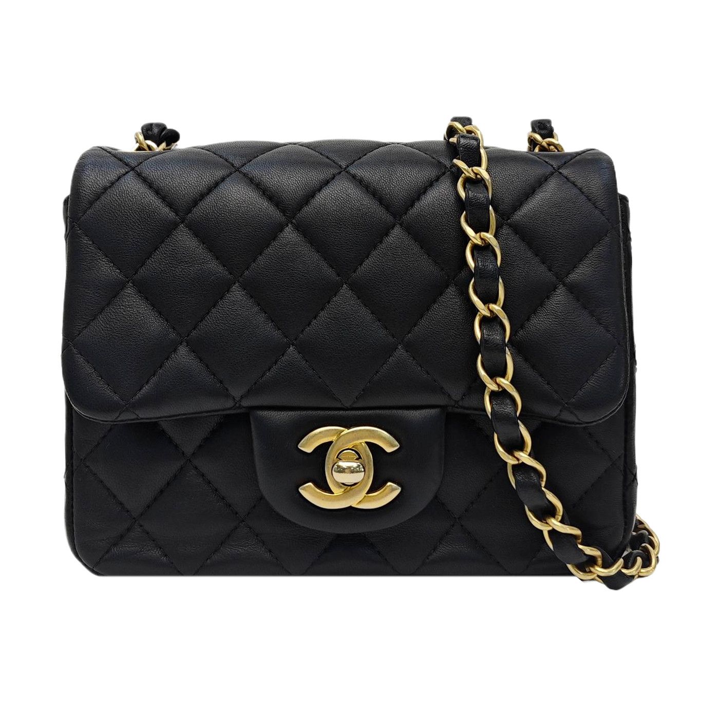 Chanel Classic Flap Mini Quilted Lambskin Shoulder Bag in Black, Women's