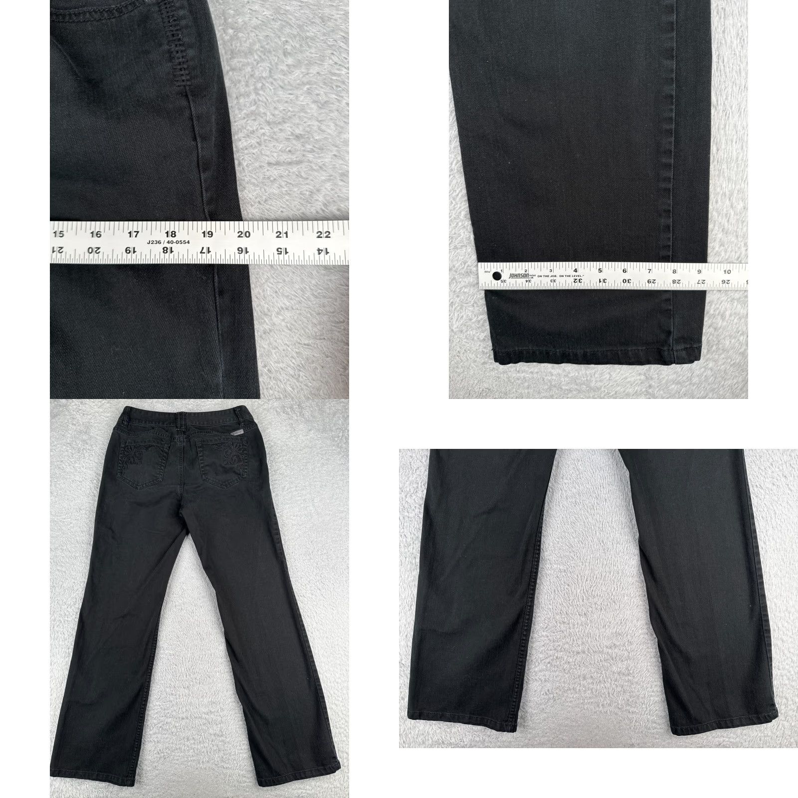 Liz Claiborne Claiborne Jeans Women 10 Black Denim Slim Bootcut Mid Rise Cotton Blend 30x31 Size 32" / US 10 / IT 46 - 9 Thumbnail