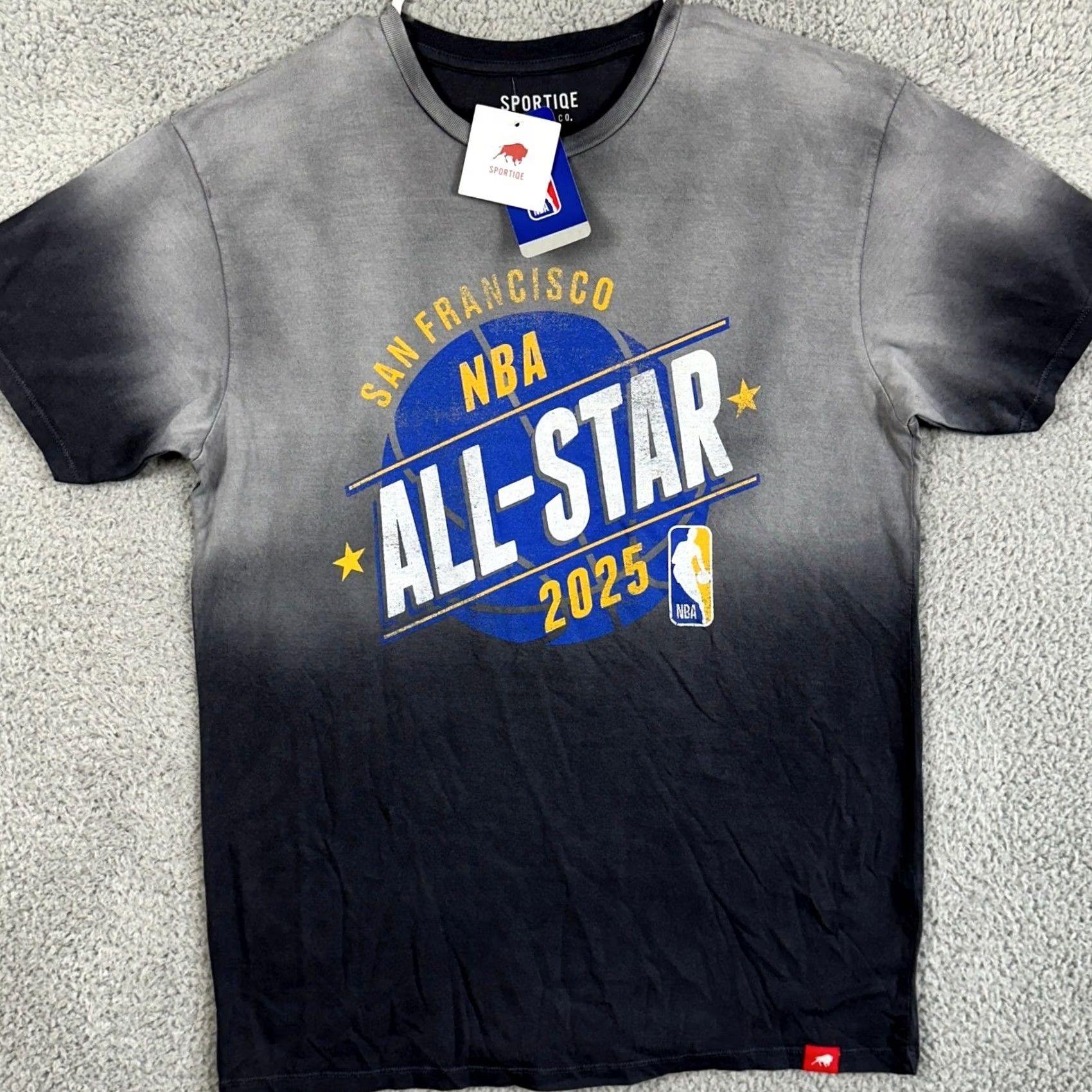 NBA Sportiqe San Francisco NBA All Star T-Shirt Mens Medium Gray Short Sleeve Crew Neck 100% Cotton Ombre Graphic Print Athletic Breathable Size US M / EU 48-50 / 2 - 3 Thumbnail
