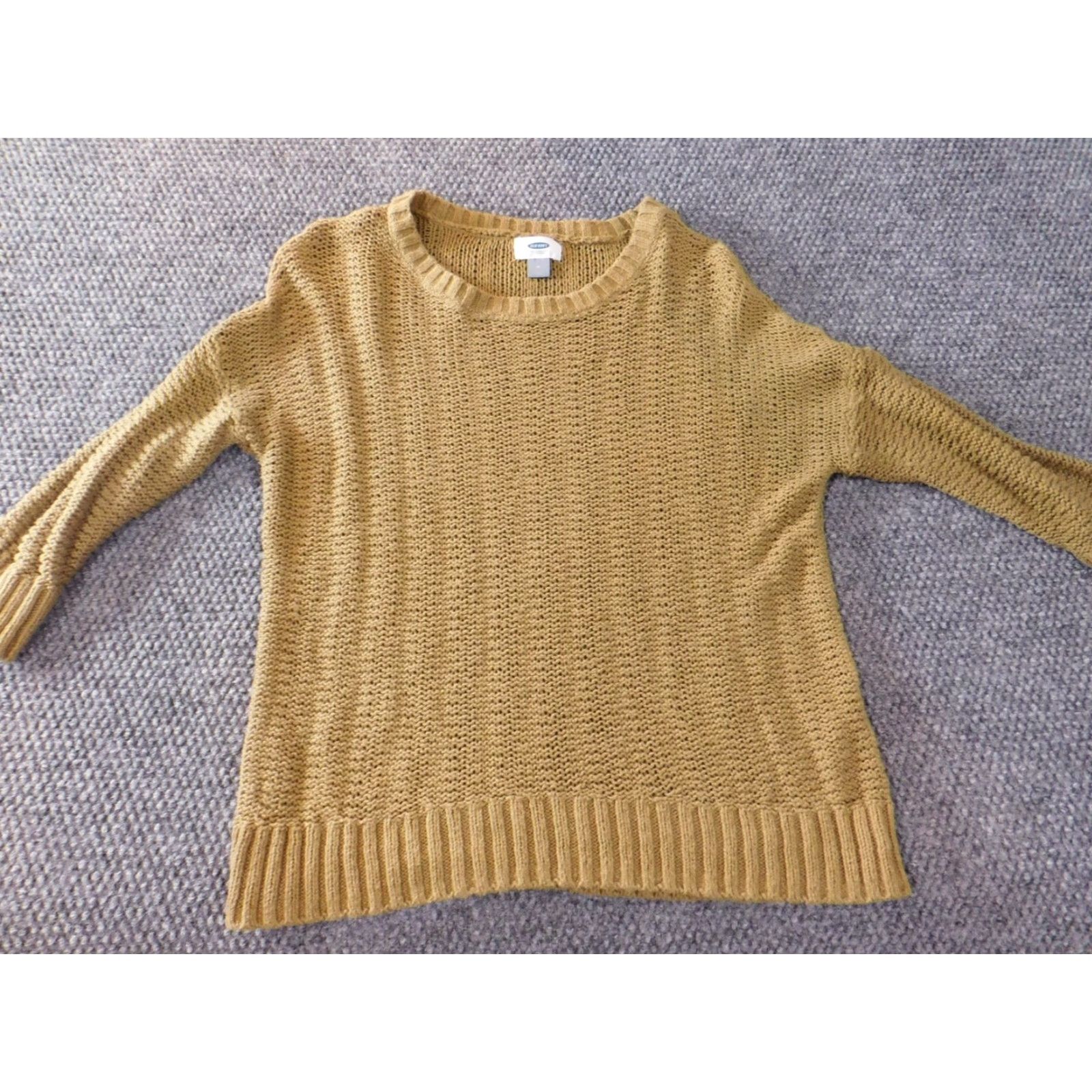 Old Navy Old Navy Womens Sweater Medium Green Pullover Crewneck Stretch Knit Striped Chunky-Knit Raglan Sleeve Bow Button Crew Neck Open Size M / US 6-8 / IT 42-44 - 2 Thumbnail