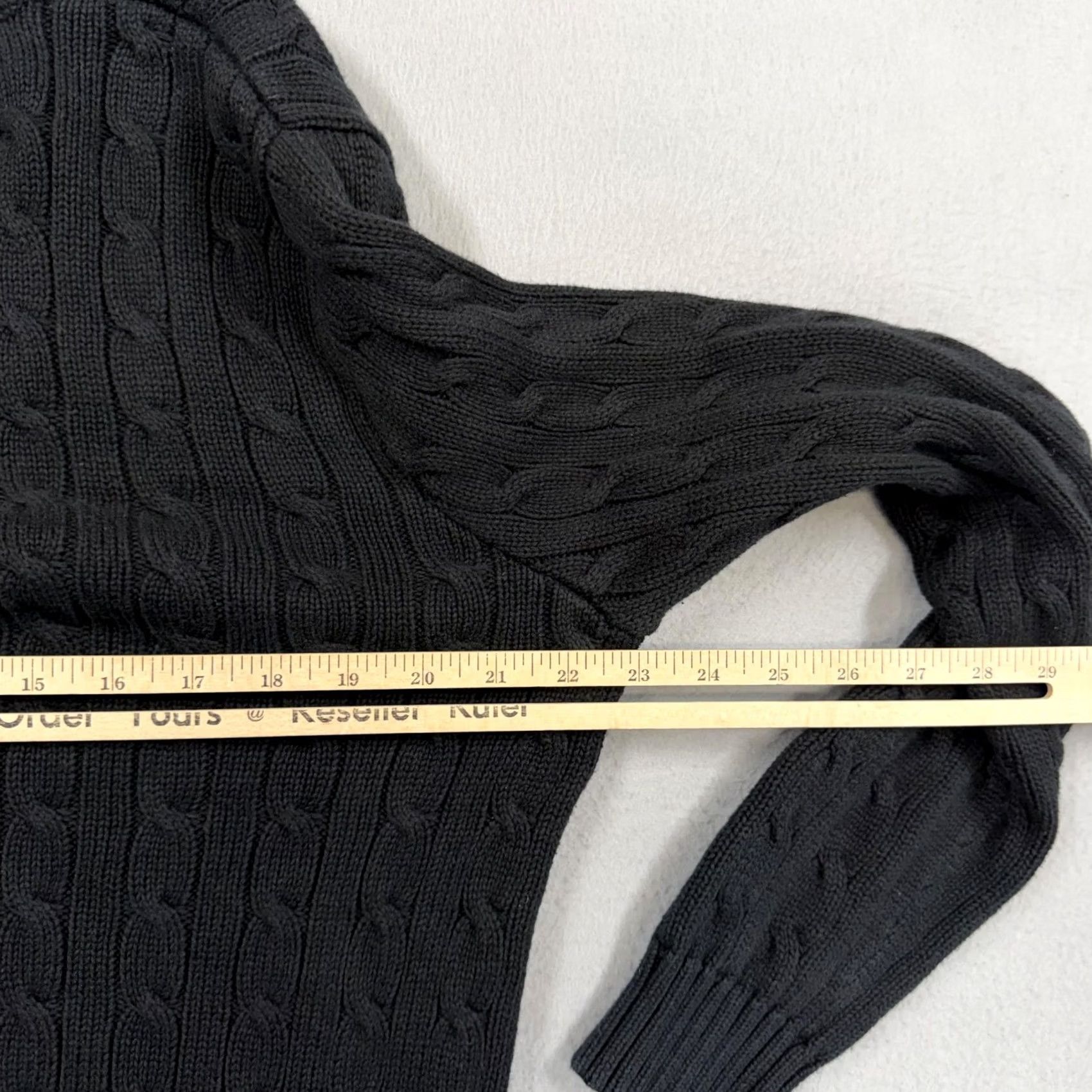 Polo Ralph Lauren Ralph Lauren Sport Sweater Womens XL Black Cable-Knit V-Neck Cotton Pullover Size XL / US 12-14 / IT 48-50 - 5 Thumbnail