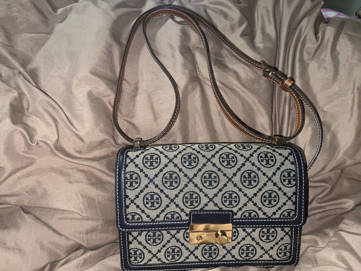 Tory Burch Small Denim Monogrammed Shoulder Bag Size ONE SIZE - 1 Thumbnail