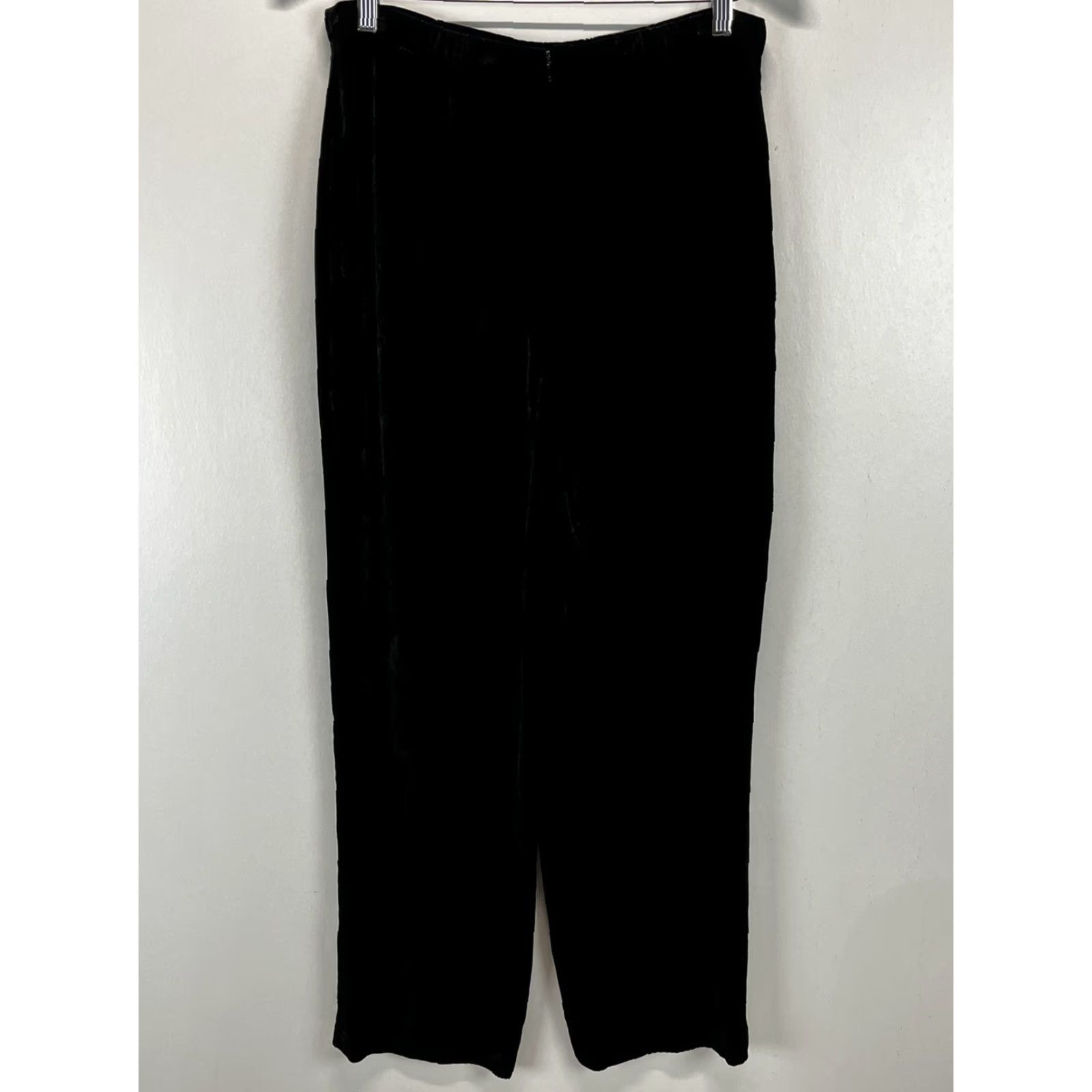 Coldwater Creek VINTAGE Coldwater Creek Velvet Pants Womens Back Zip Flat Front Taper Leg 14 Black GUC Dress Pants Womens Size 36" / US 14 / IT 50 - 3 Thumbnail
