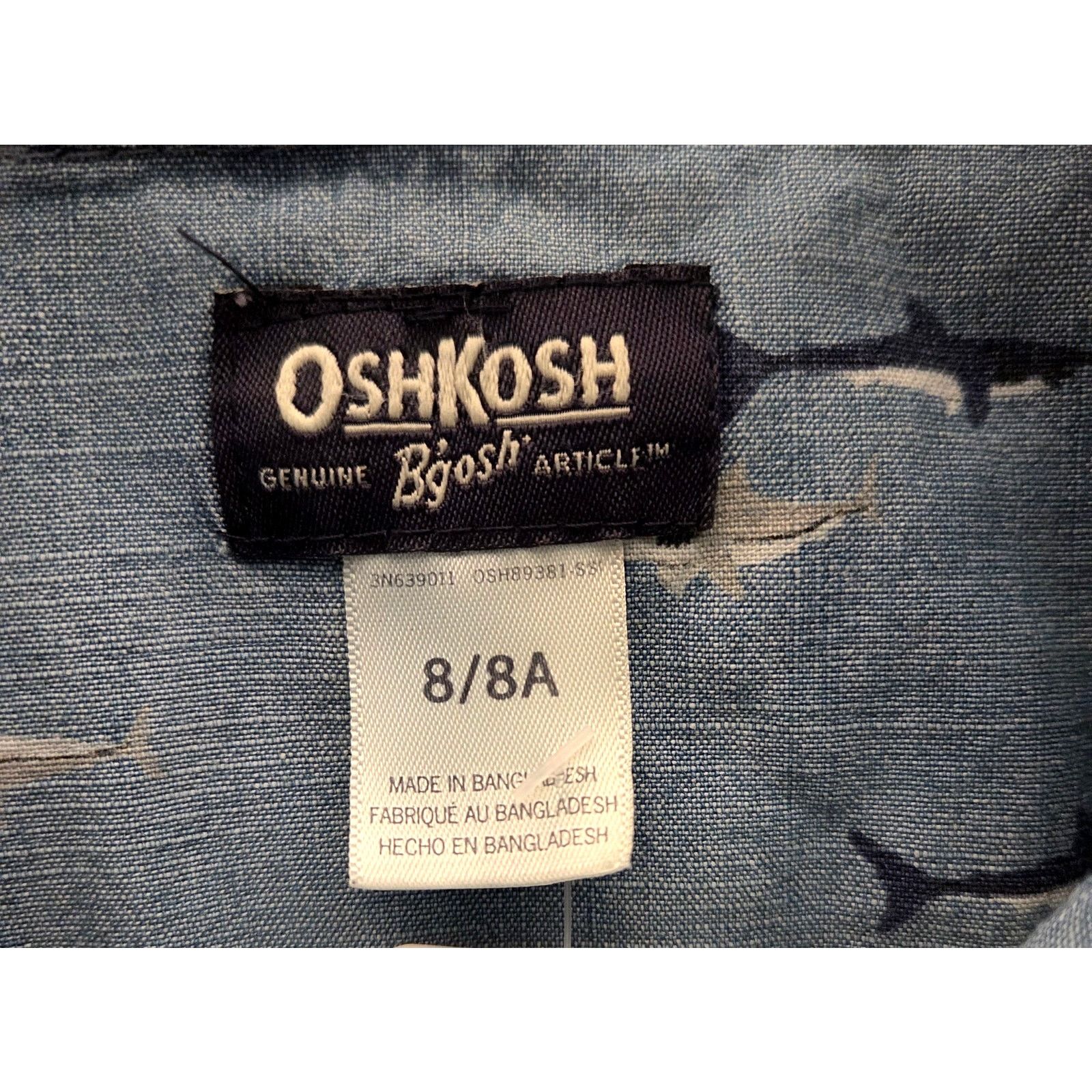 Oshkosh OshKosh B'Gosh Blue Shark Button-Up Shirt - Boys 8 Size US XXS / EU 40 - 5 Thumbnail