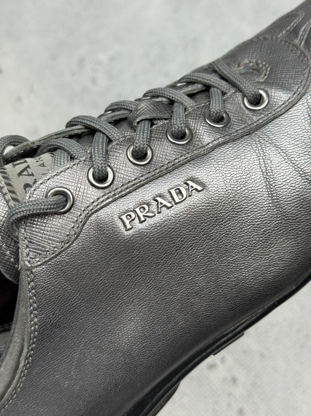 Prada Vintage Prada Saffiano Leather Low Top Sneakers Rare 00s y2k Size US 8 / IT 38 - 18 Thumbnail